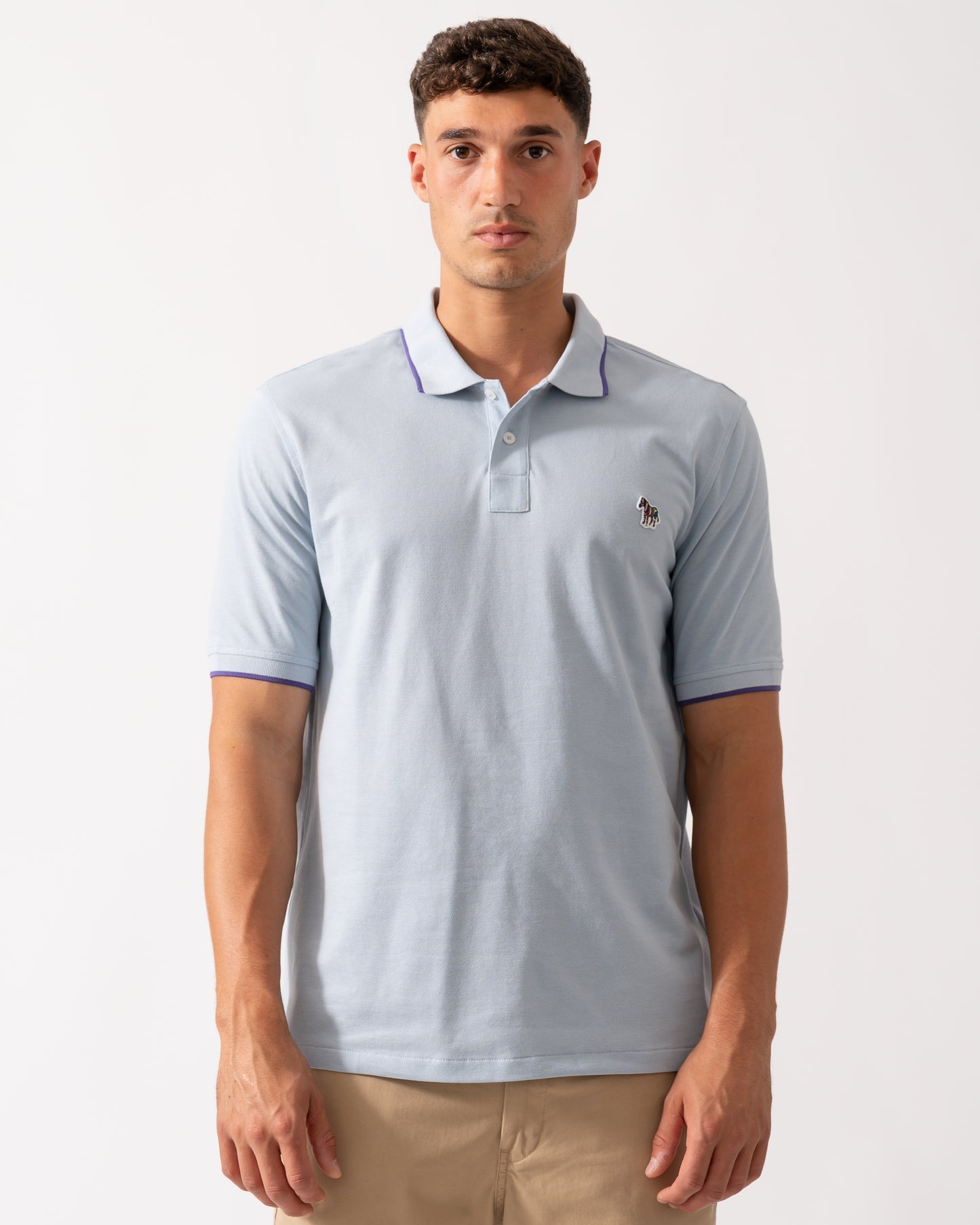 PS Paul Smith Mens Short Sleeve Zebra Badge Polo - 40C Light Blue