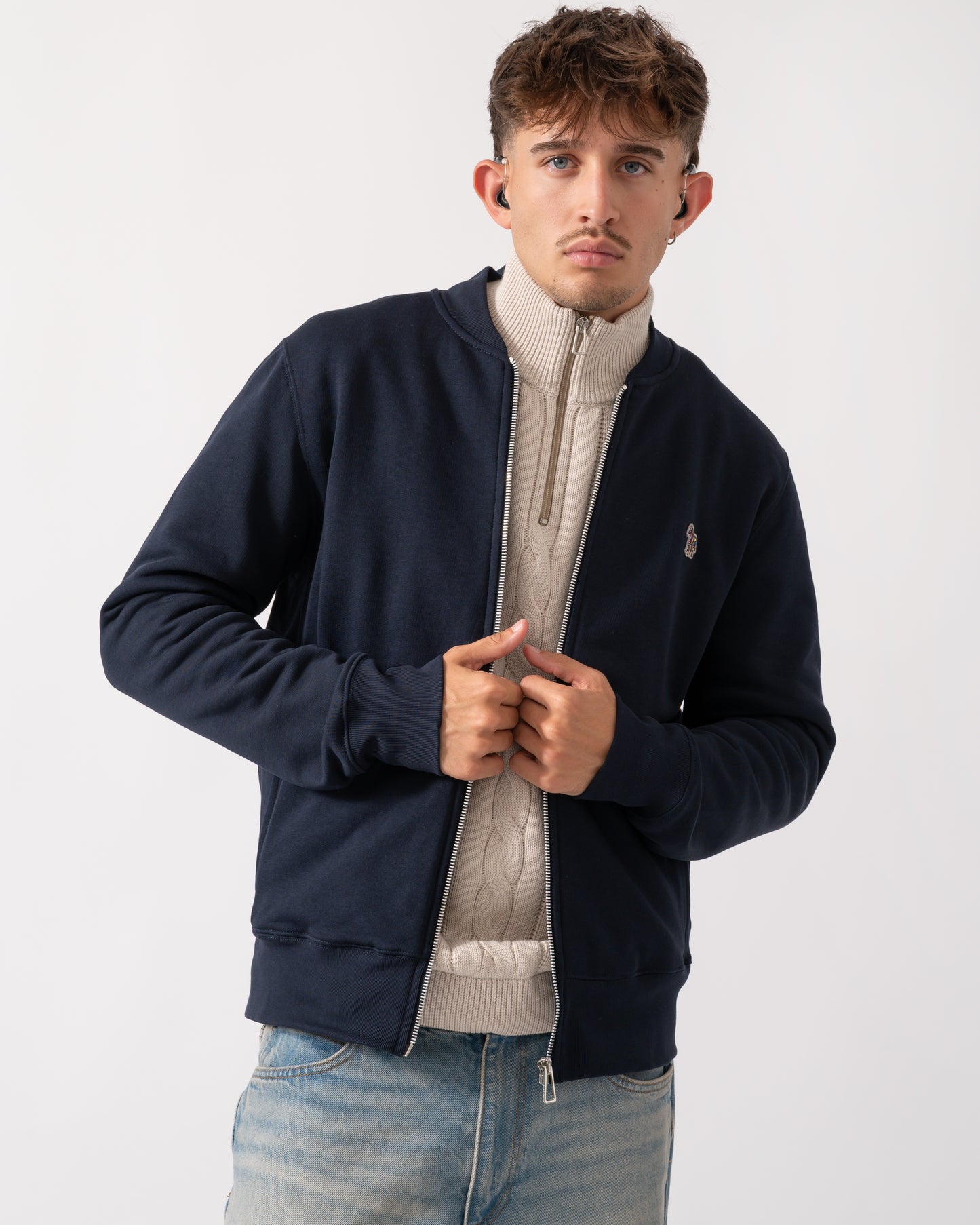PS Paul Smith Mens Zip Bomber with Zebra Logo - 49 Very Dark Navy