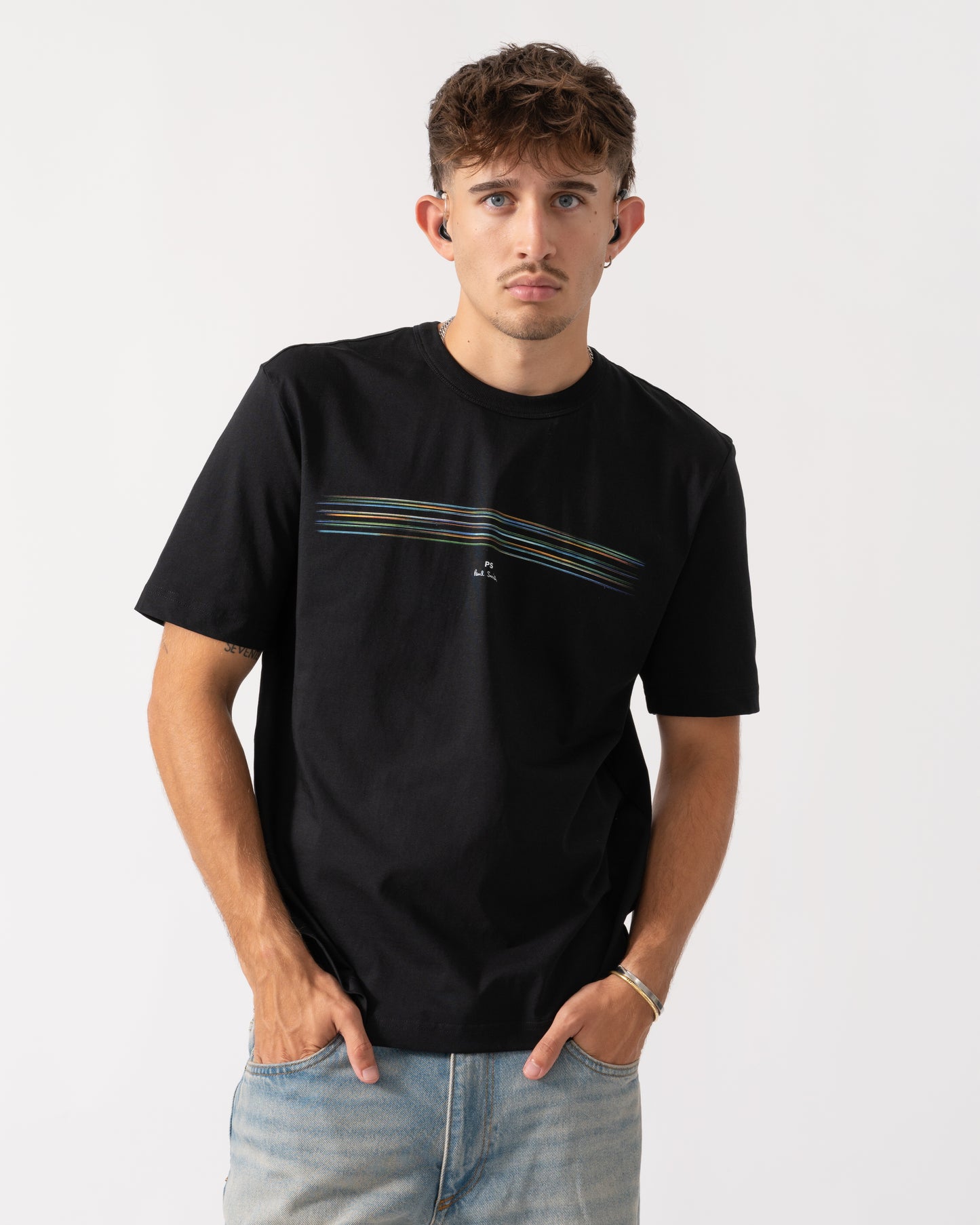 PS Paul Smith Mens Casual Fit Short Sleeve Stripe T-Shirt - 79 Black