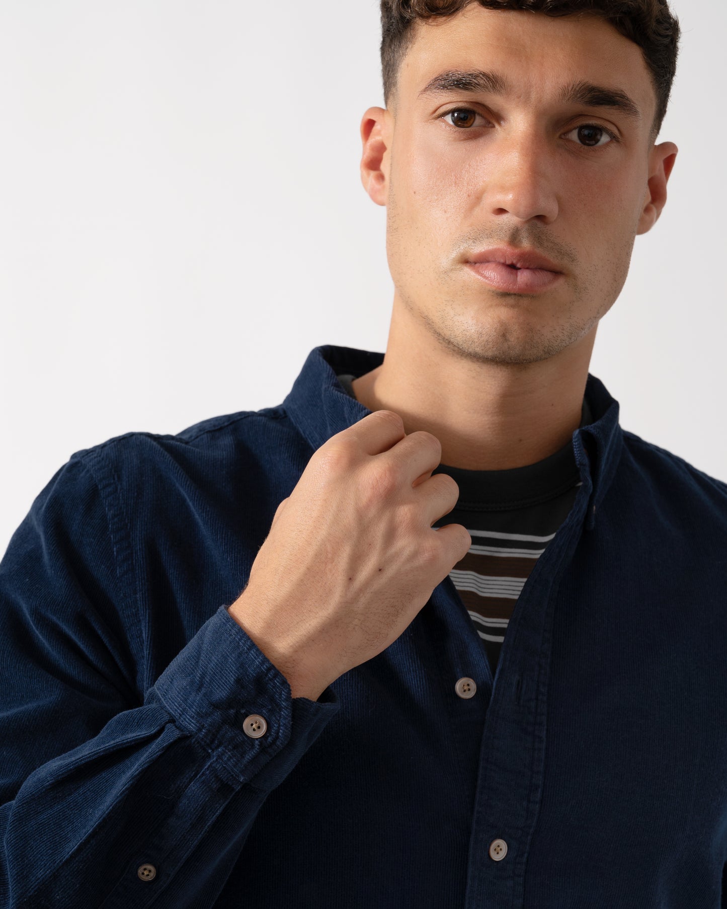 PS Paul Smith Mens Long Sleeve Tailored Fit Button Down Collar Shirt M2R-599R-T22208 - 49 Very Dark Navy