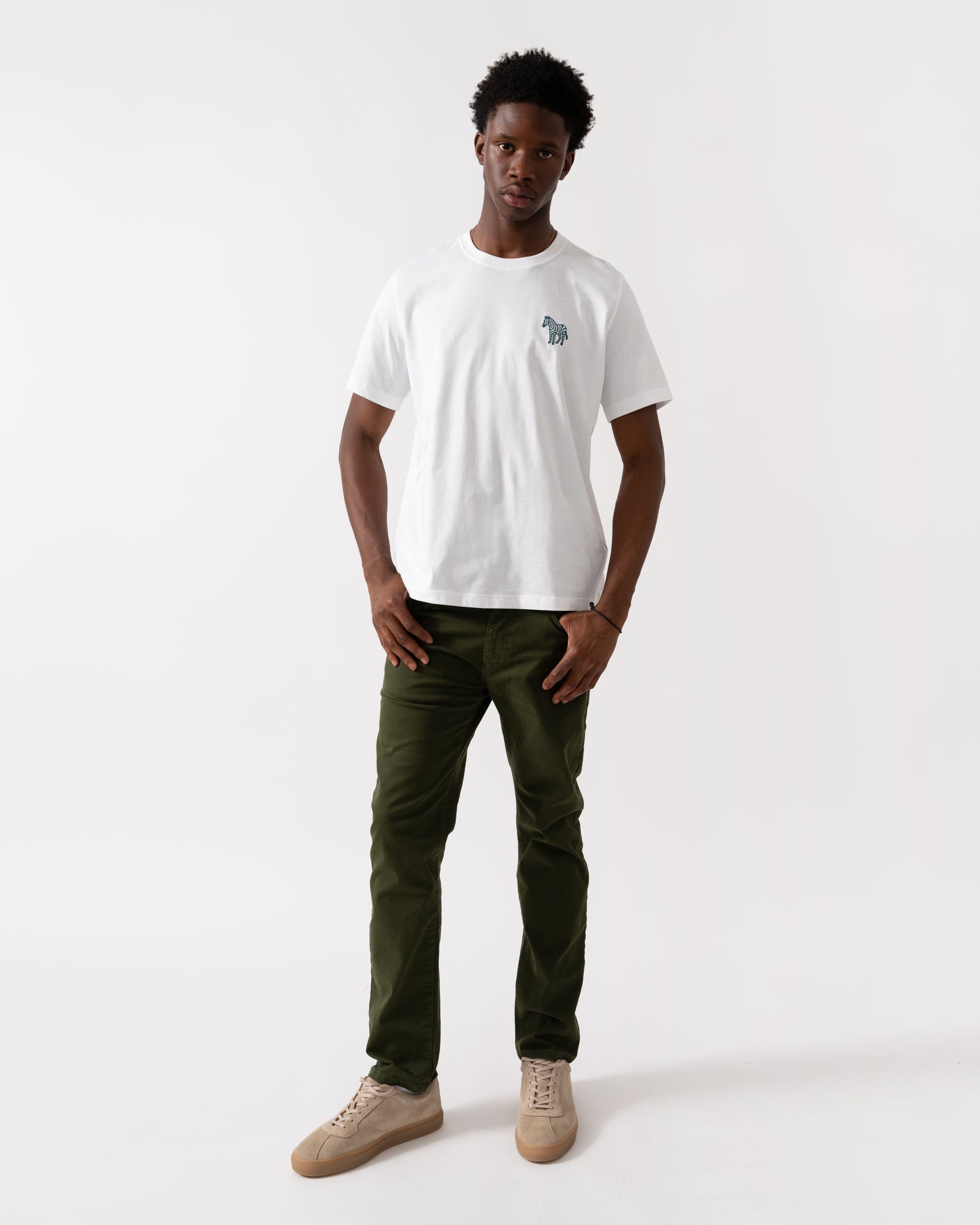 PS Paul Smith Mens Reg Fit Small Zebra Logo T-Shirt - 01 White