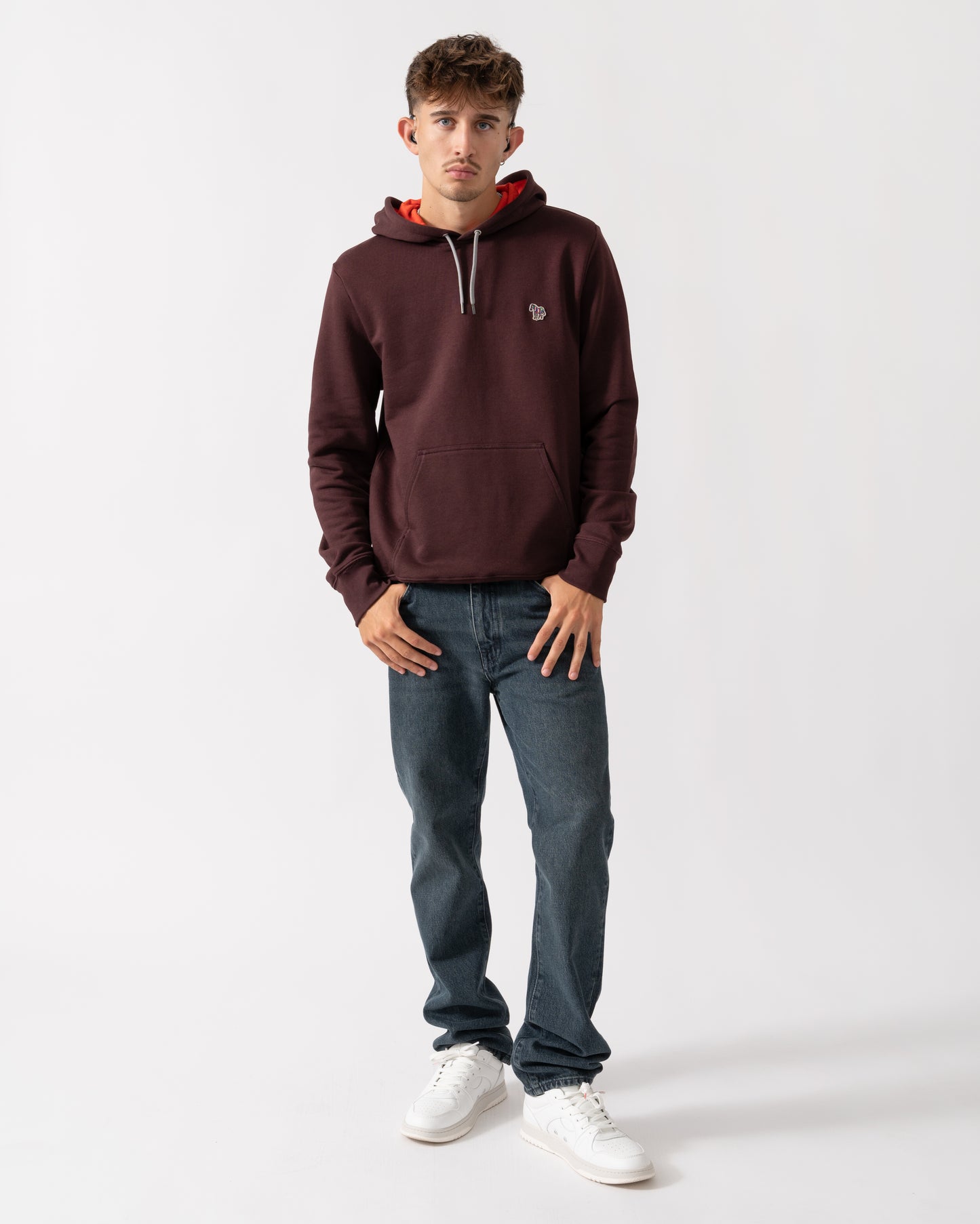 PS Paul Smith Mens Reg Fit Zebra Hoodie - 29A Very Dk Red