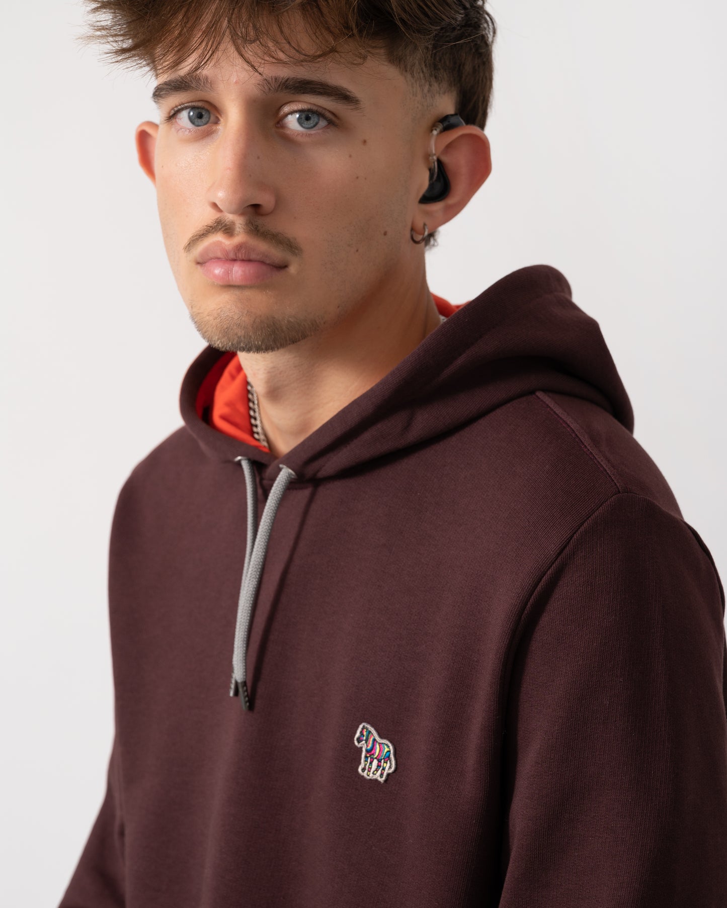 PS Paul Smith Mens Reg Fit Zebra Hoodie - 29A Very Dk Red