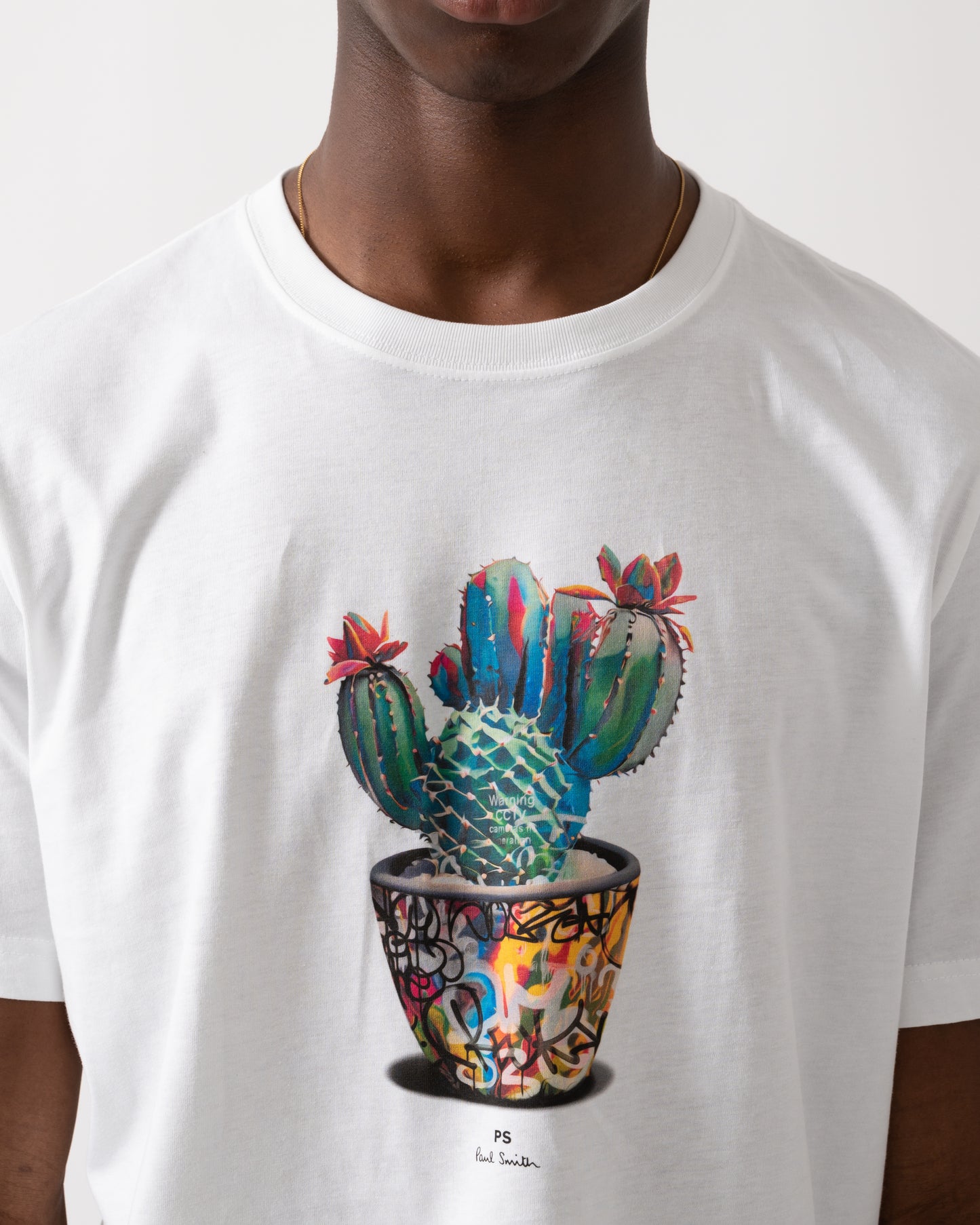 PS Paul Smith Mens Regular Fit Cactus Graphic T-Shirt - 01 White