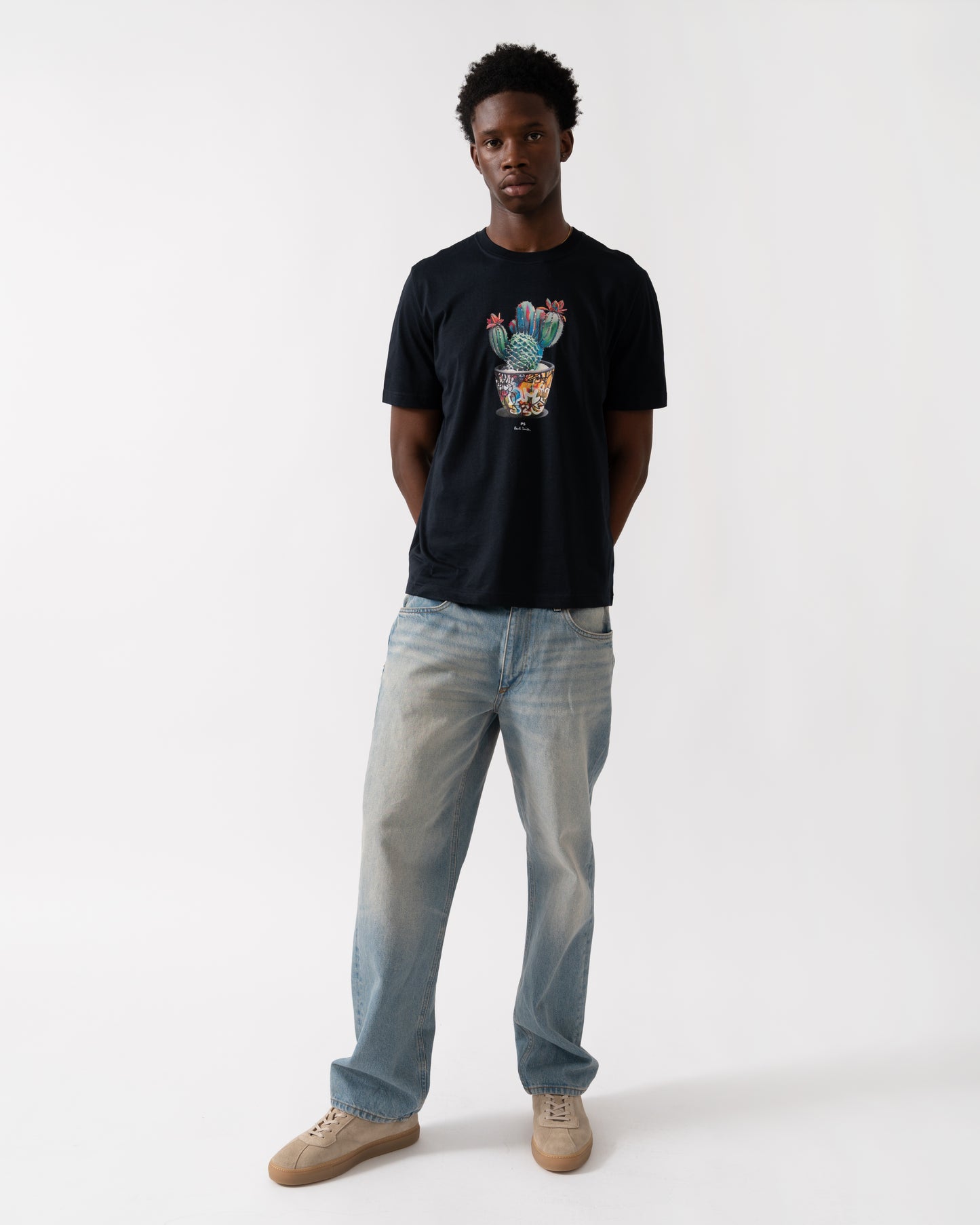PS Paul Smith Mens Regular Fit Cactus Graphic T-Shirt - 49 Very Dark Navy