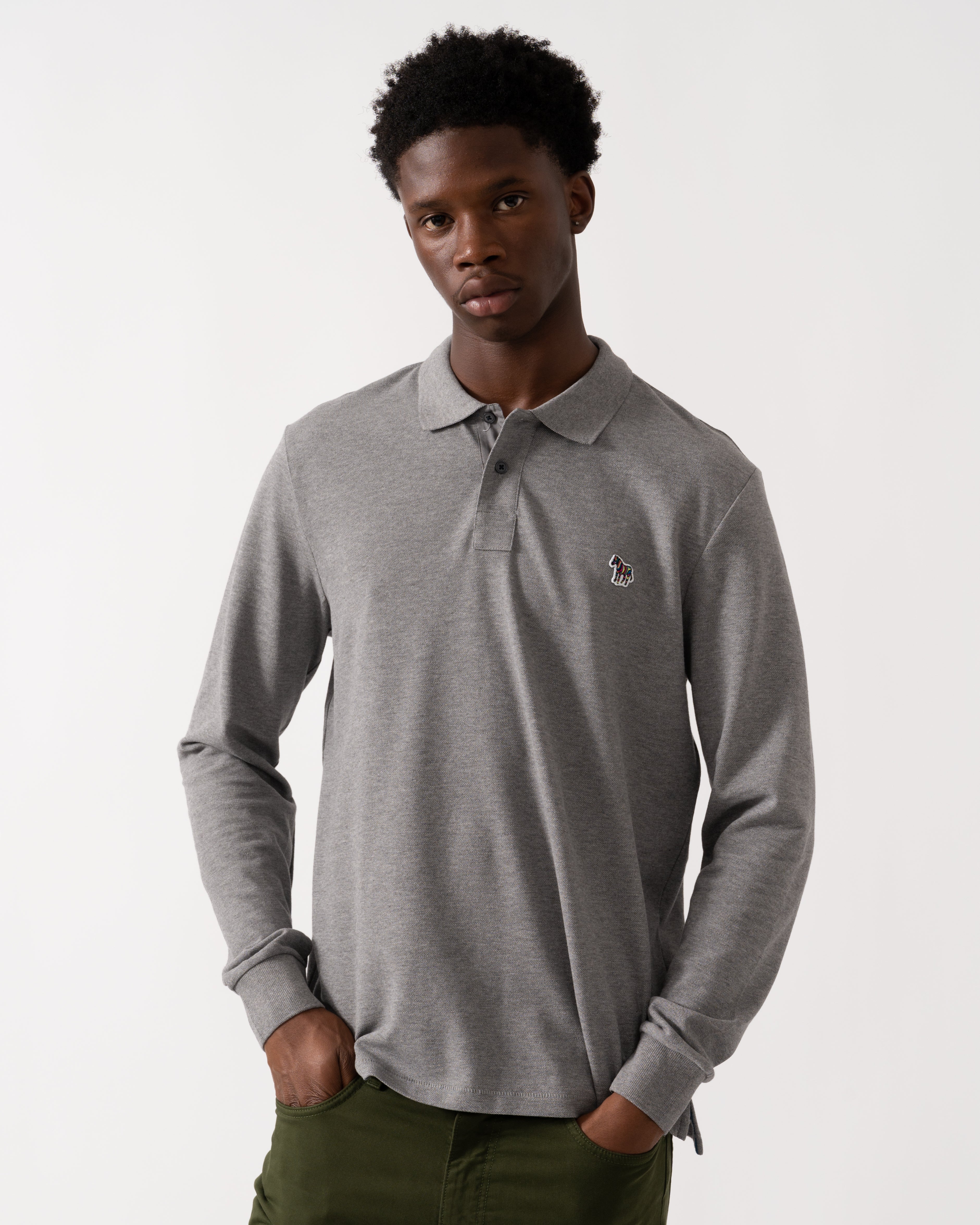 Paul Smith Long Sleeve Zebra Polo Green Zebra Mens Paul Smith Long