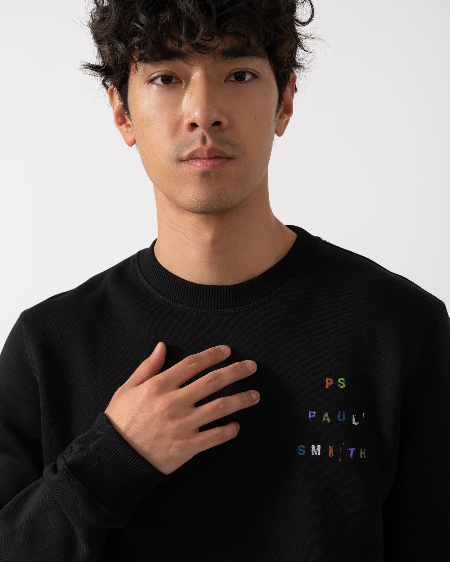 PS Paul Smith Mens Regular Fit Multicolour Text Sweatshirt - 79 Black