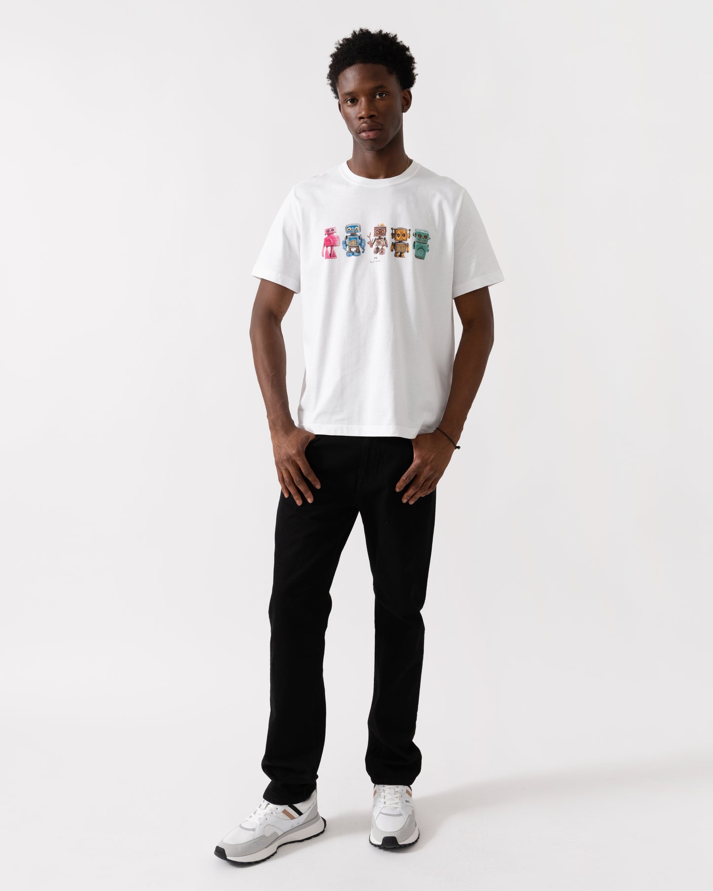 PS Paul Smith Mens Regular Fit Robots Graphic T-Shirt - 01 White