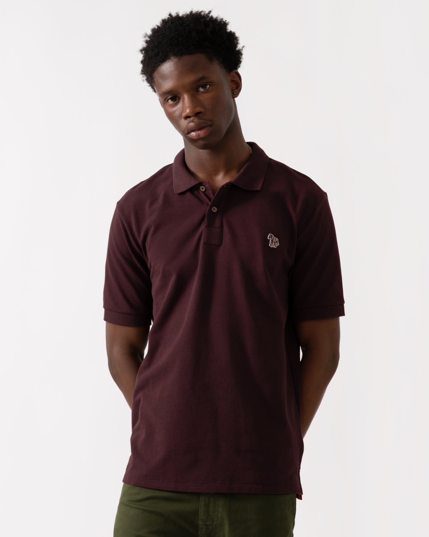 PS Paul Smith Mens Regular Fit Short Sleeve Zebra Polo Shirt - 29B Dark Red