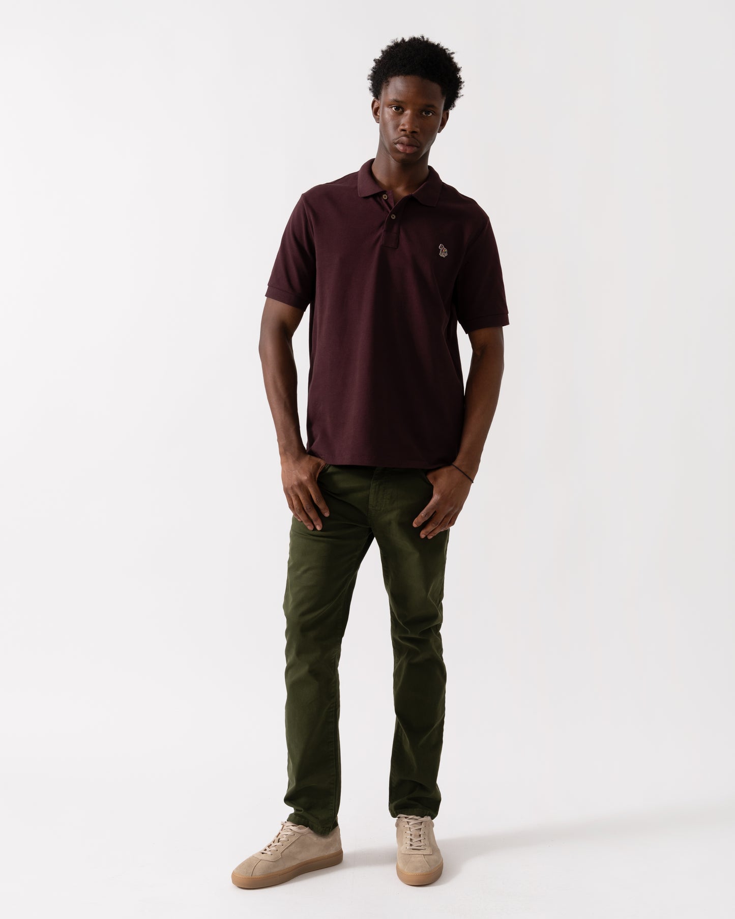 PS Paul Smith Mens Regular Fit Short Sleeve Zebra Polo Shirt - 29B Dark Red