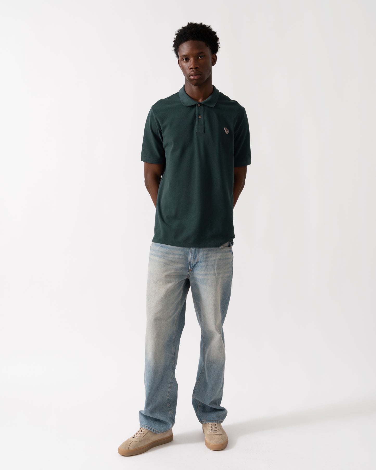 PS Paul Smith Mens Regular Fit Short Sleeve Zebra Polo Shirt - 37E Green