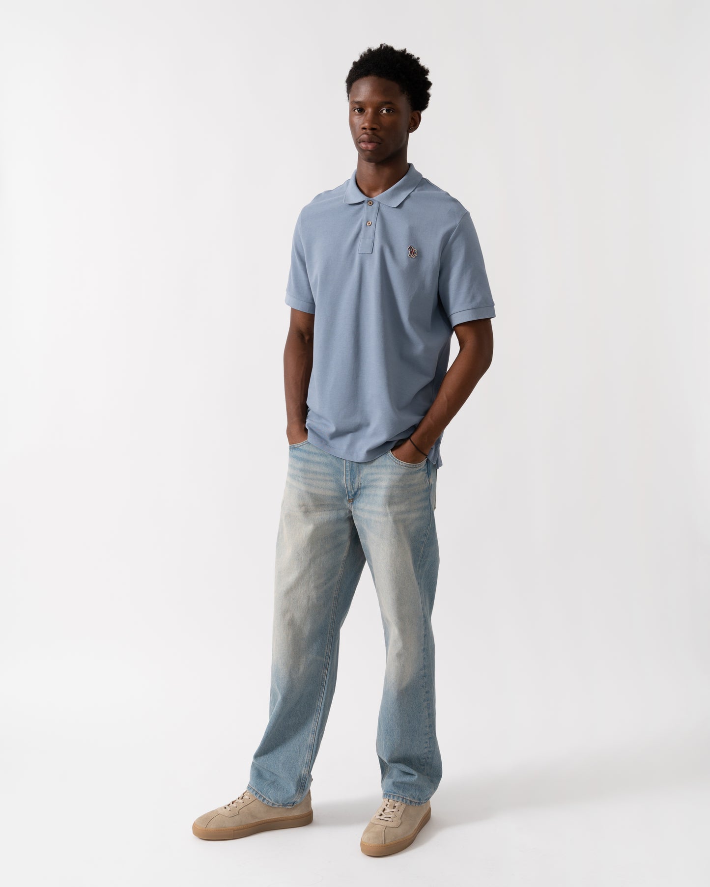 PS Paul Smith Mens Regular Fit Short Sleeve Zebra Polo Shirt - 43J Blue