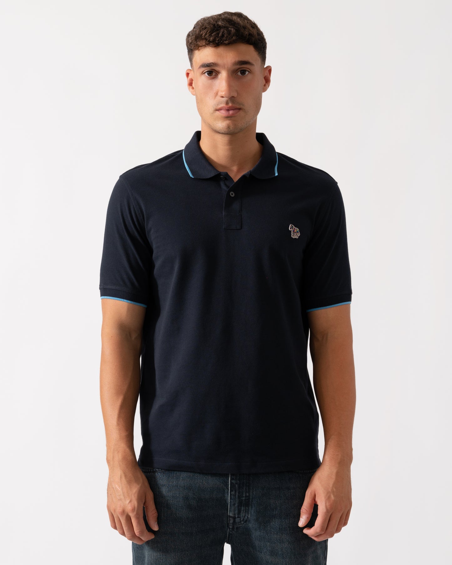PS Paul Smith Mens Short Sleeve Zebra Badge Polo - 49 Very Dark Navy
