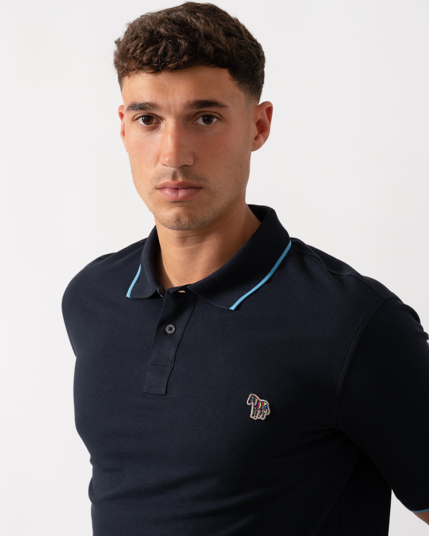 PS Paul Smith Mens Short Sleeve Zebra Badge Polo - 49 Very Dark Navy