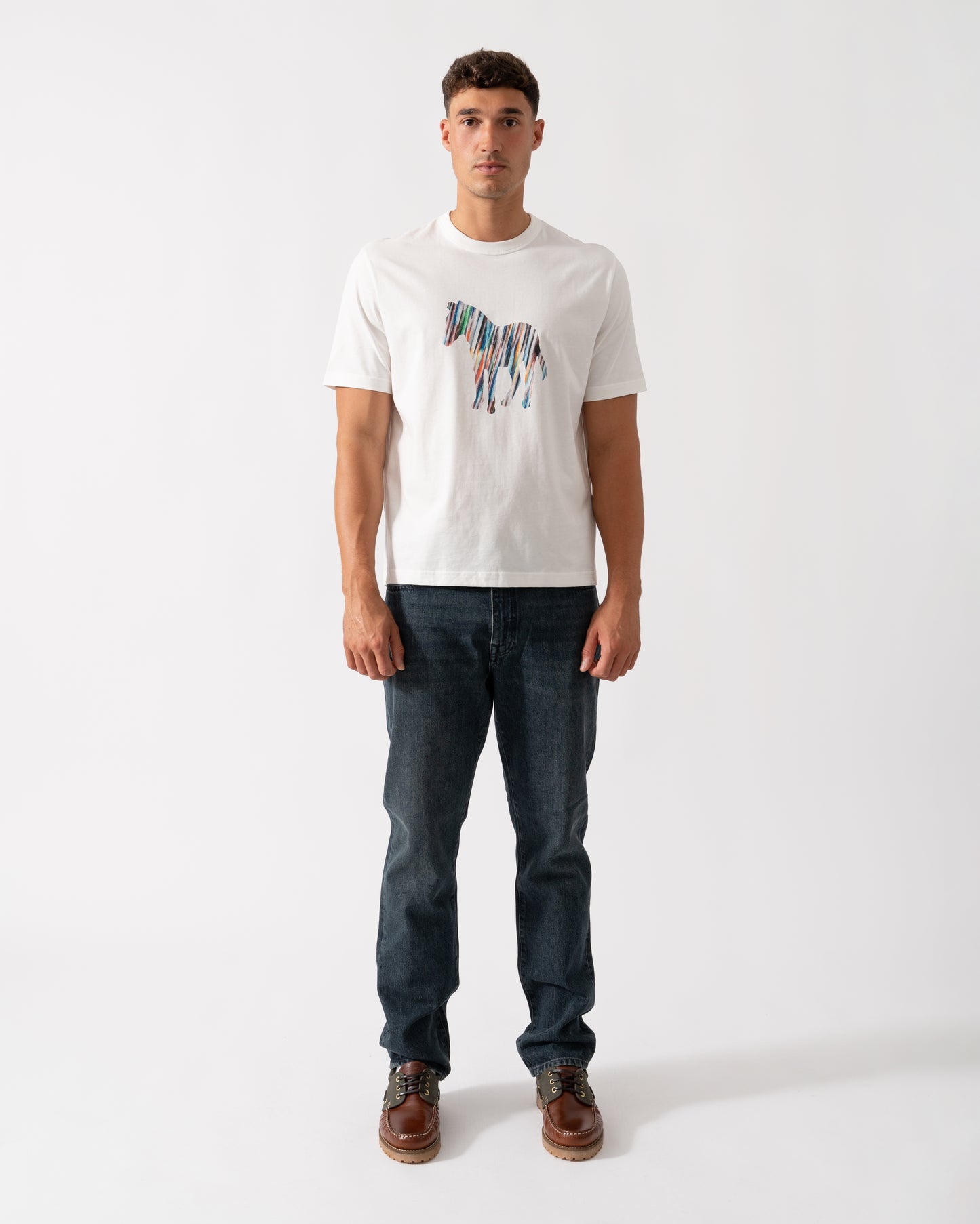 PS Paul Smith Mens Short Sleeve Zebra Col Stripe T-Shirt - 02 Off White