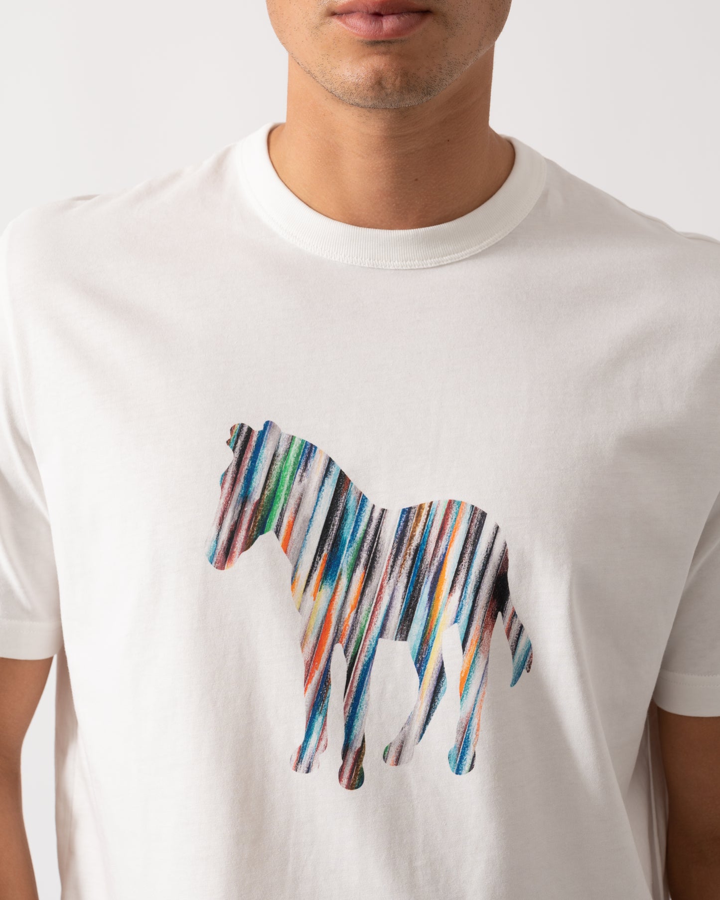 PS Paul Smith Mens Short Sleeve Zebra Col Stripe T-Shirt - 02 Off White