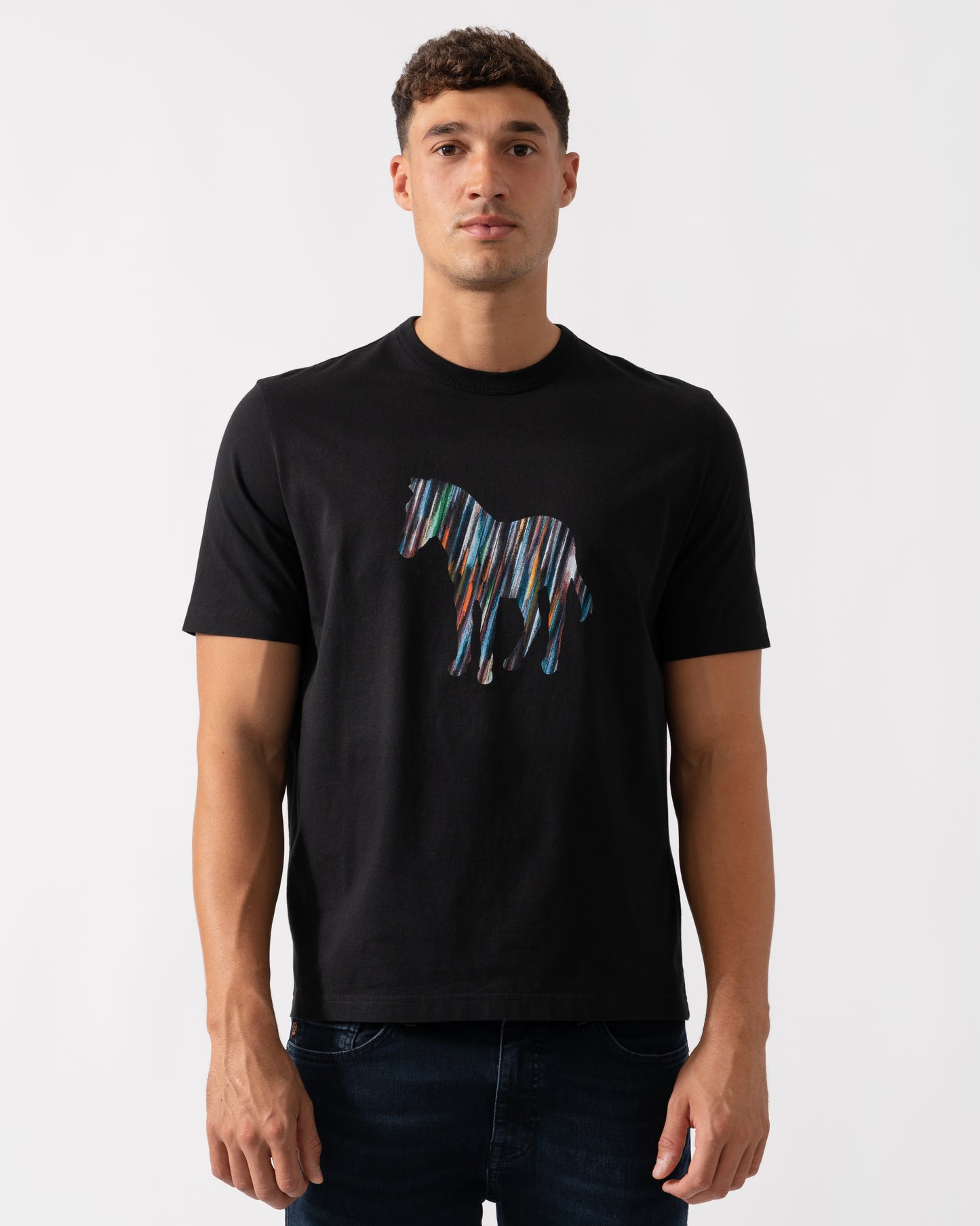 PS Paul Smith Mens Short Sleeve Zebra Col Stripe T-Shirt - 79 Black
