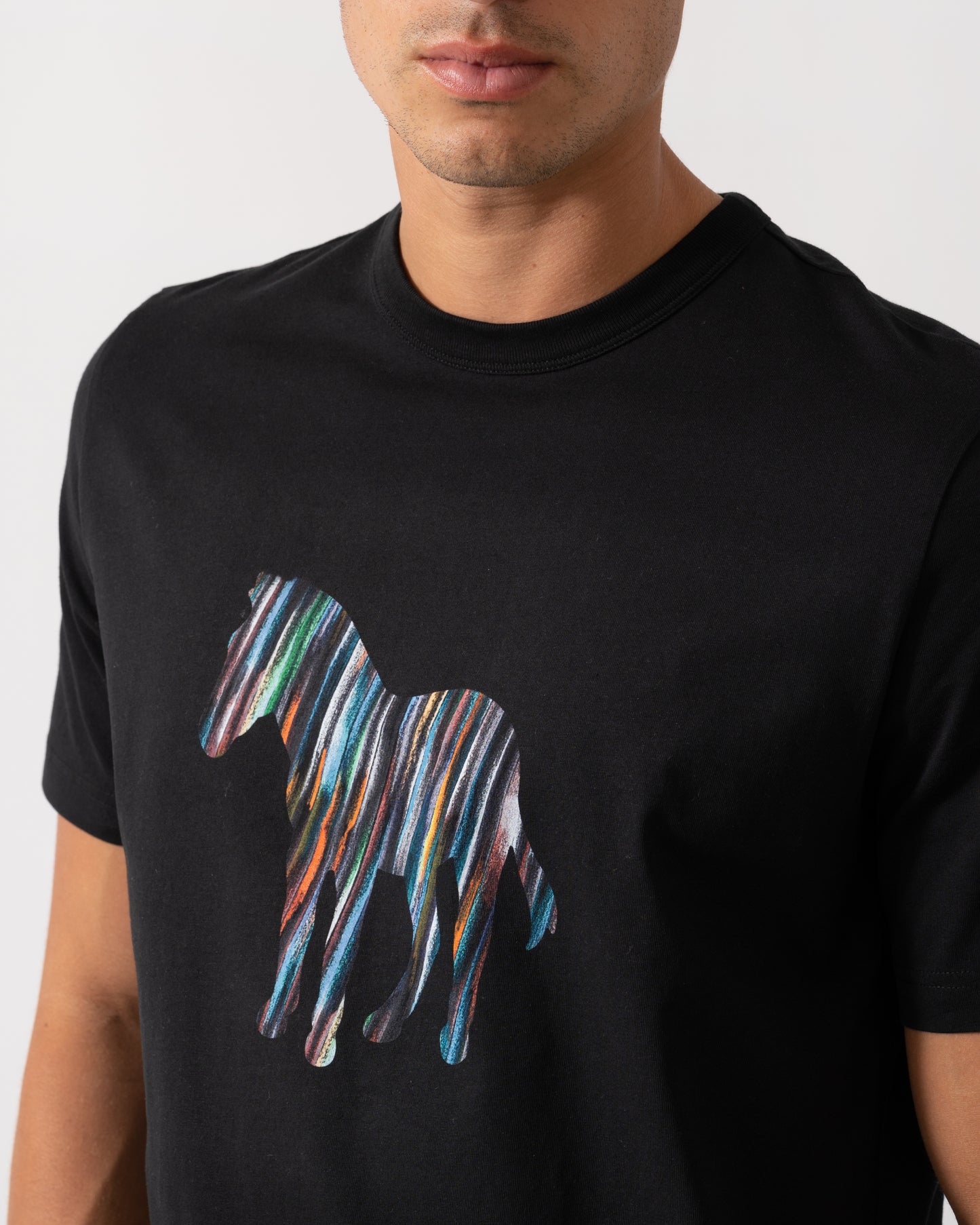 PS Paul Smith Mens Short Sleeve Zebra Col Stripe T-Shirt - 79 Black