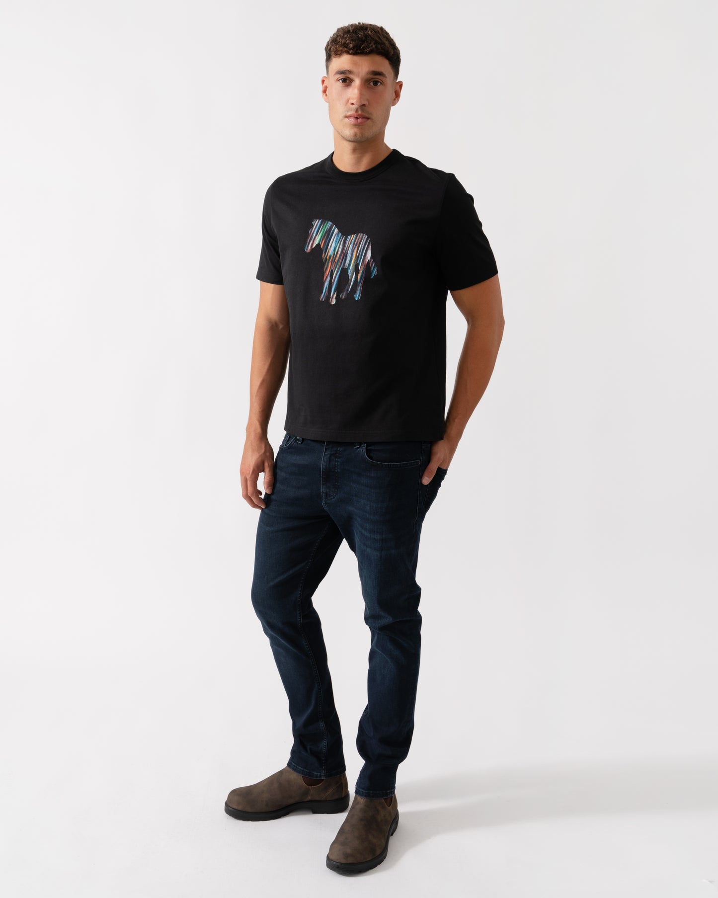 PS Paul Smith Mens Short Sleeve Zebra Col Stripe T-Shirt - 79 Black