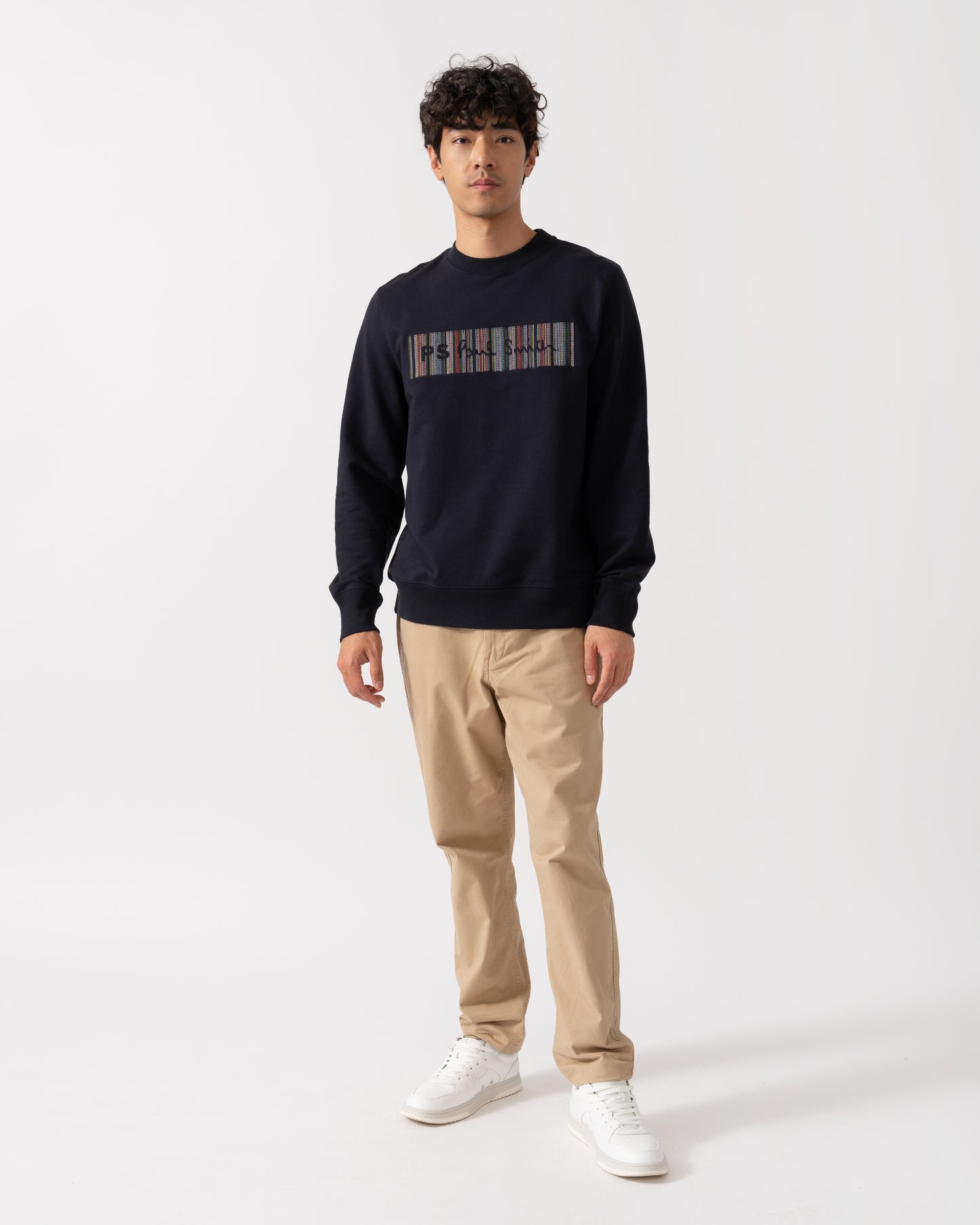 PS Paul Smith Mens Striped Signature Logo Sweatshirt - 49A Very Dark Navy
