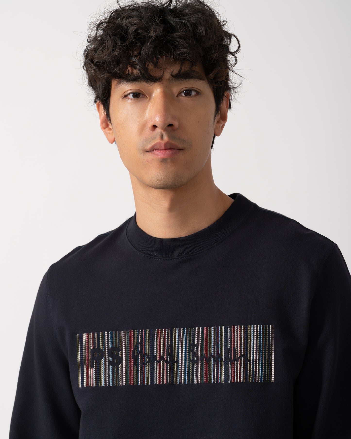 PS Paul Smith Mens Striped Signature Logo Sweatshirt - 49A Very Dark Navy