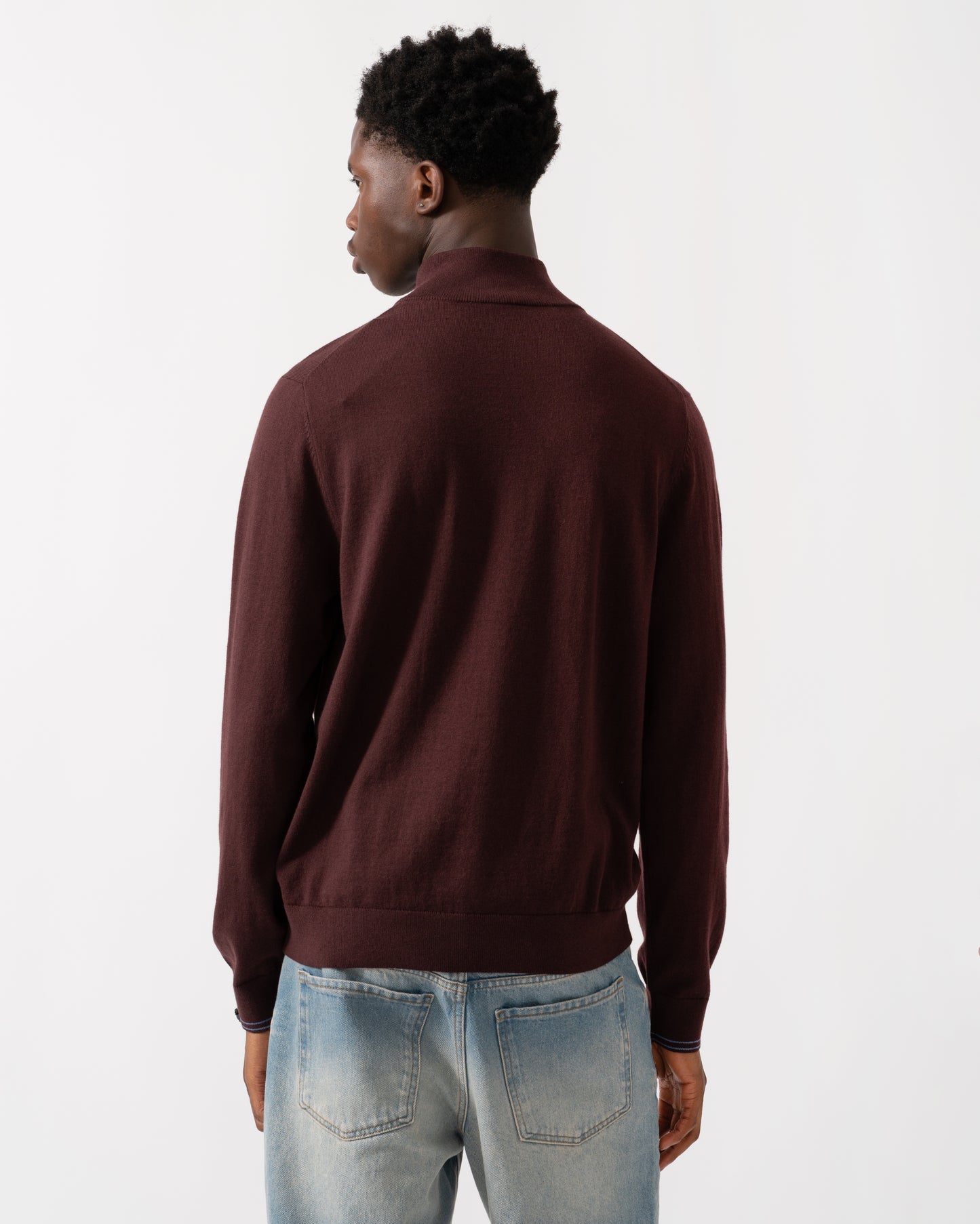 PS Paul Smith Mens Zebra Badge 1/4 Zip Jumper - 29 Very Dark Red