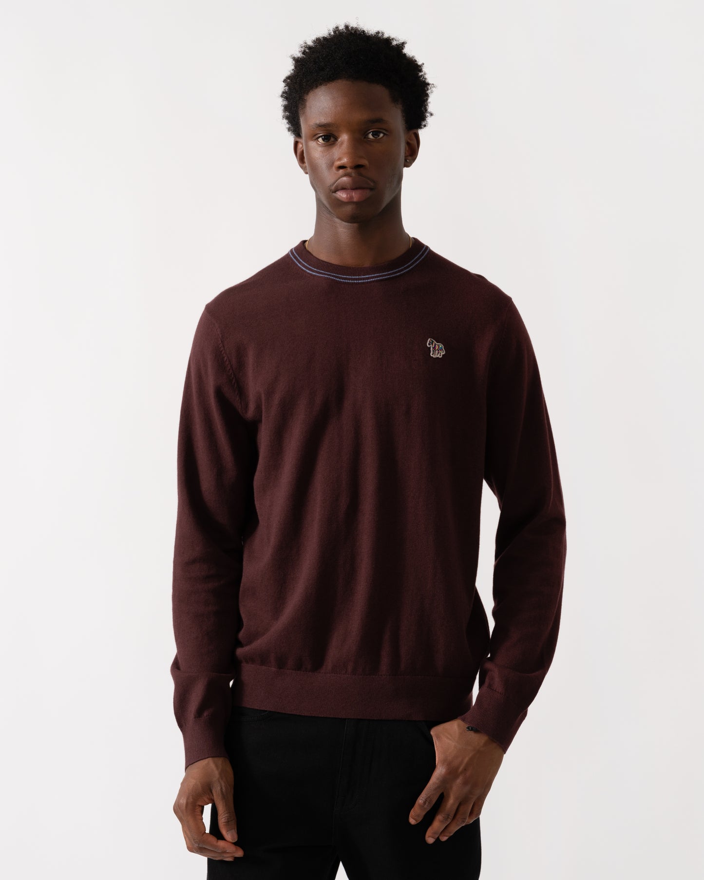 PS Paul Smith Mens Zebra Badge Crew Neck Jumper - 29 Very Dark Red
