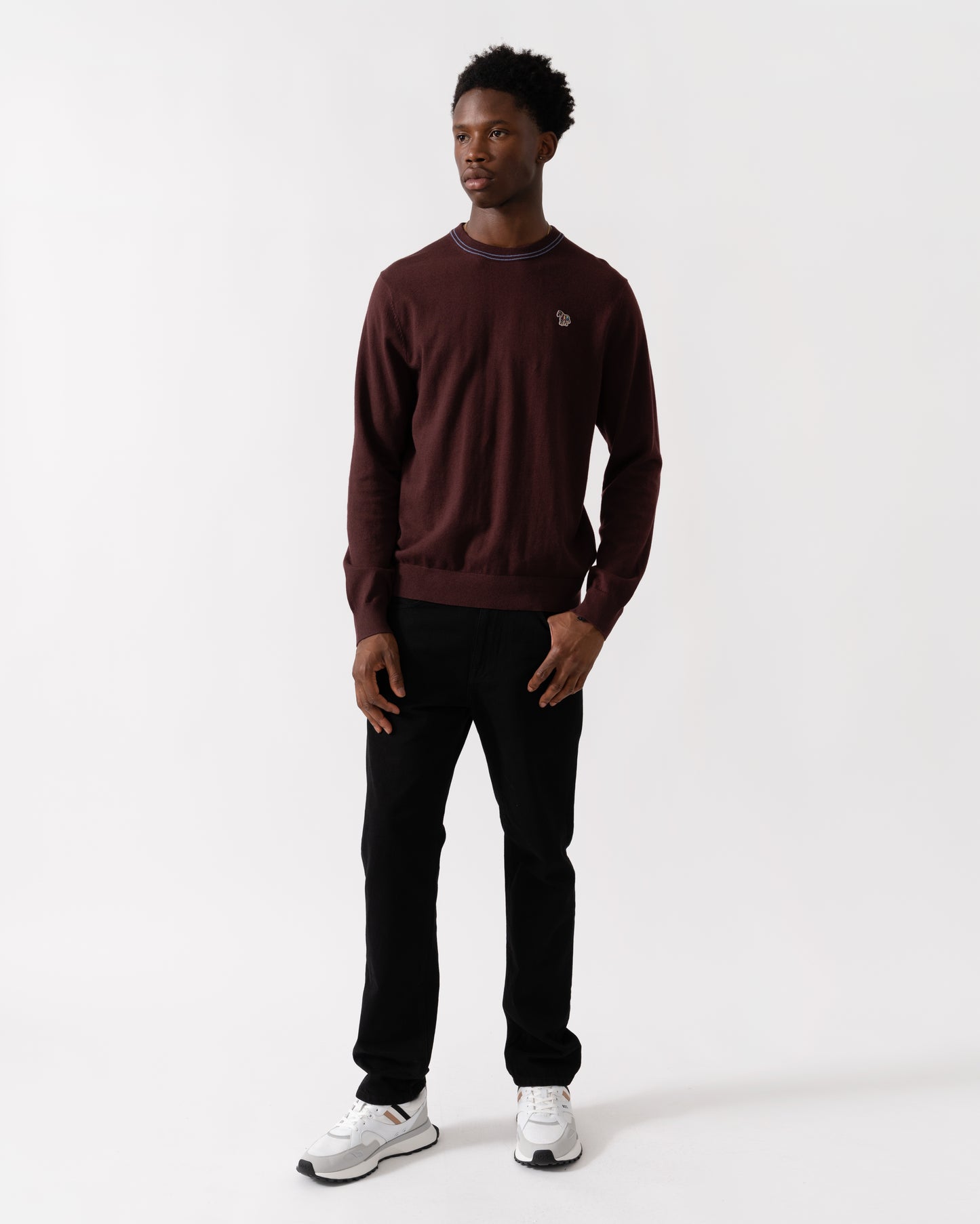 PS Paul Smith Mens Zebra Badge Crew Neck Jumper - 29 Very Dark Red
