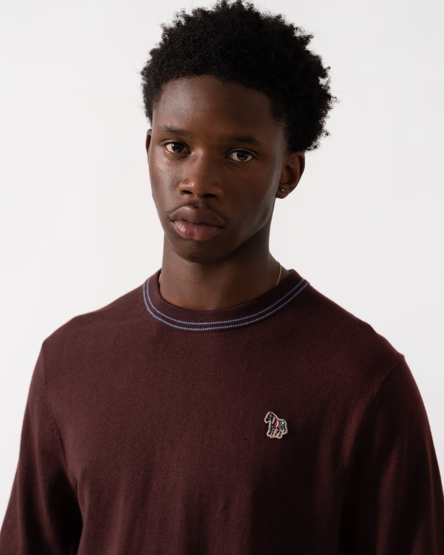PS Paul Smith Mens Zebra Badge Crew Neck Jumper - 29 Very Dark Red