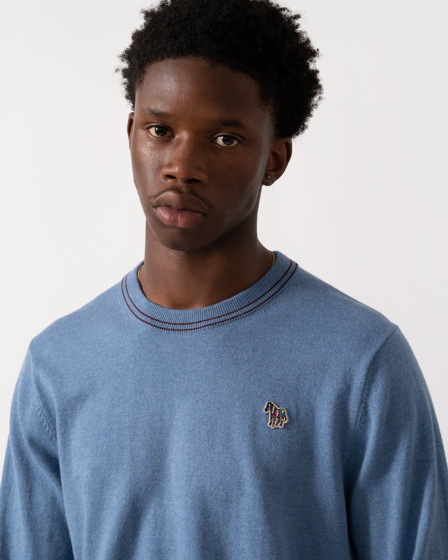 PS Paul Smith Mens Zebra Badge Crew Neck Jumper - 43 Greyish Blue
