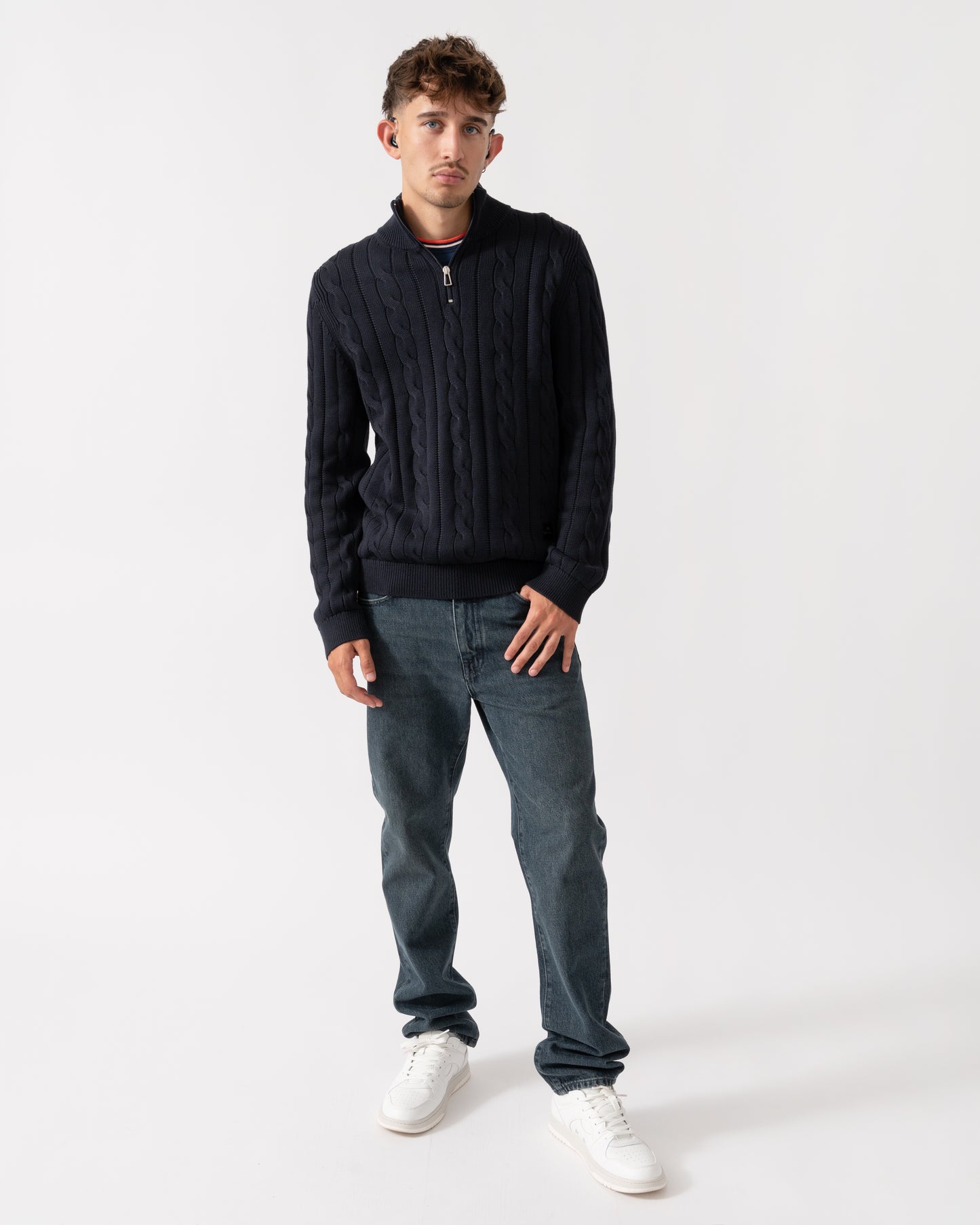 PS Paul Smith Mens Zip Neck Sweater - 49 Very Dark Navy