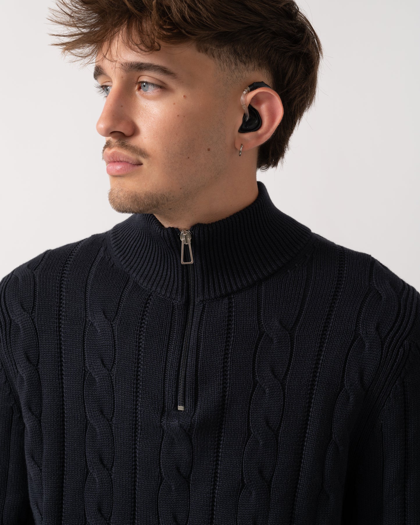 PS Paul Smith Mens Zip Neck Sweater - 49 Very Dark Navy