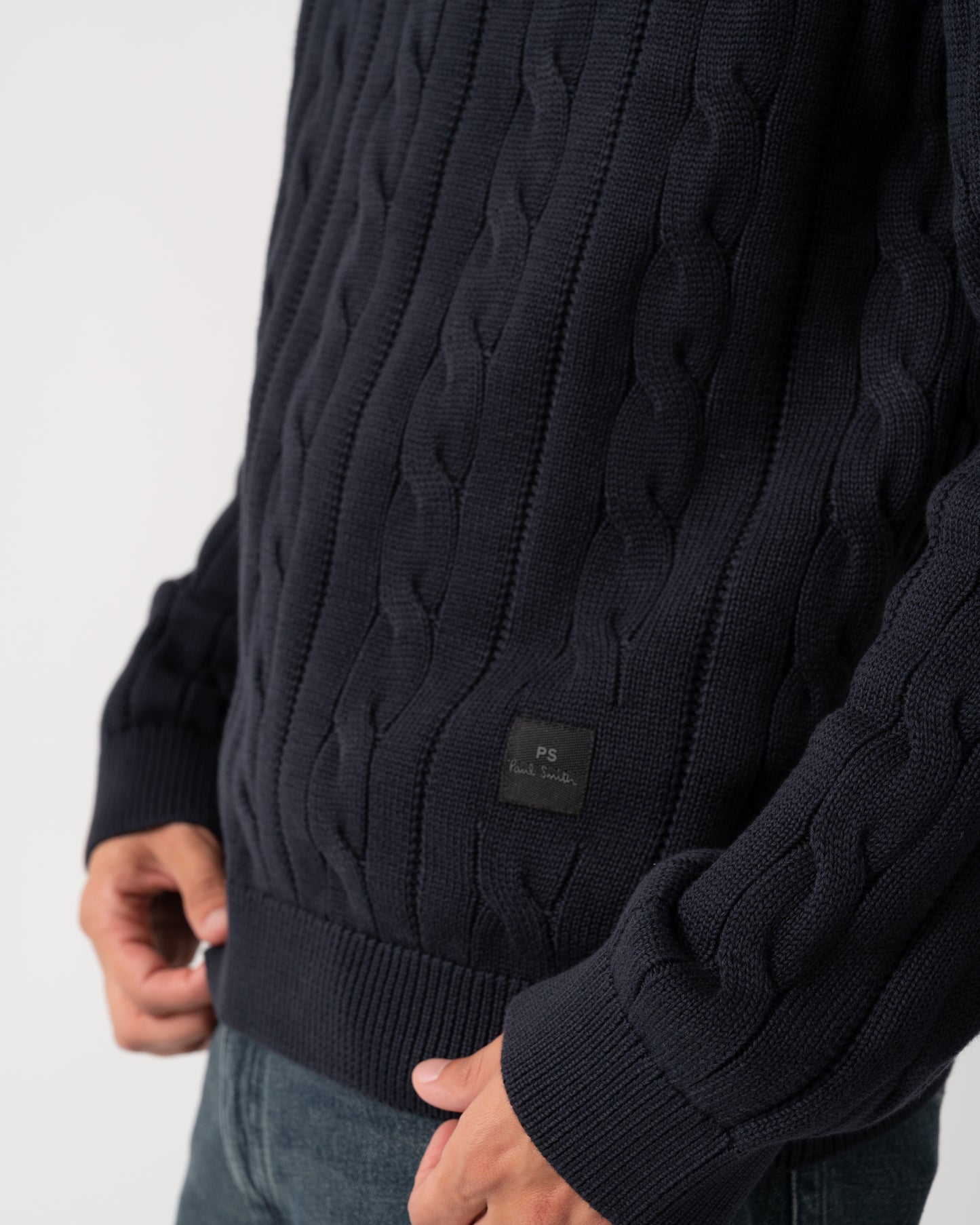 PS Paul Smith Mens Zip Neck Sweater - 49 Very Dark Navy