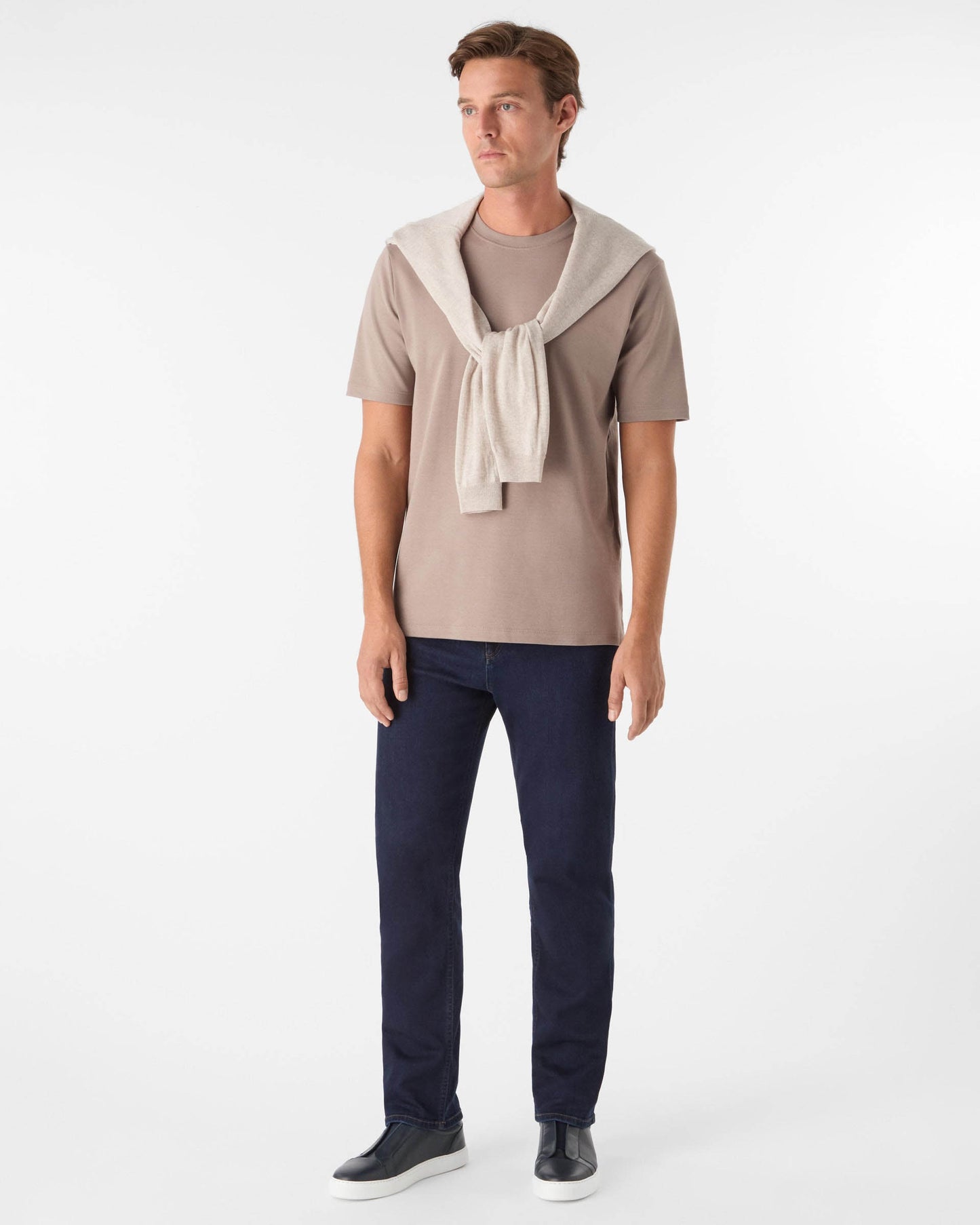 Oliver Sweeney Palmela Mens Crew Neck T-Shirt - Mushroom