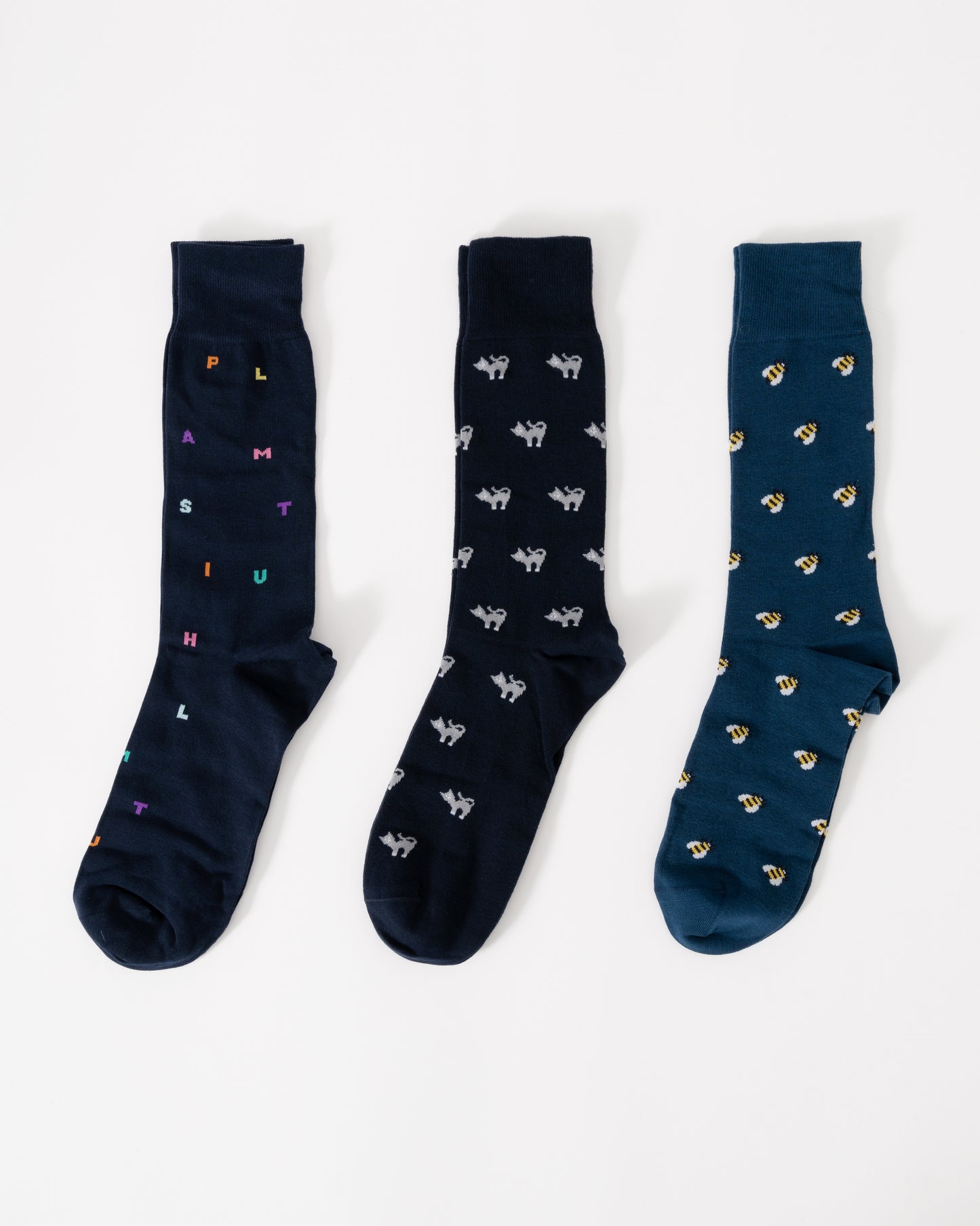 Paul Smith Mens 3-Pack Seas Navy Socks - 1A Mixed Plate 1