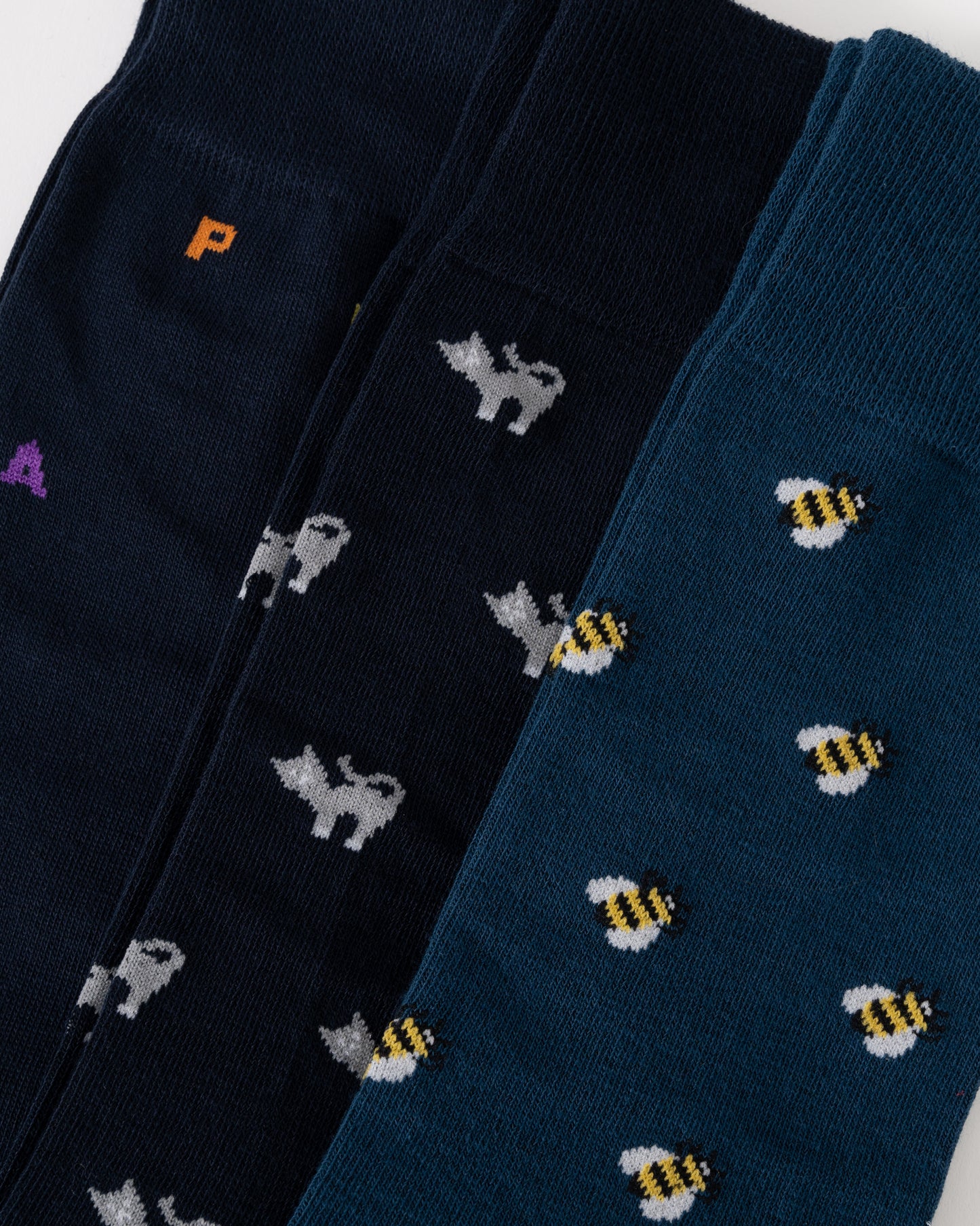 Paul Smith Mens 3-Pack Seas Navy Socks - 1A Mixed Plate 1