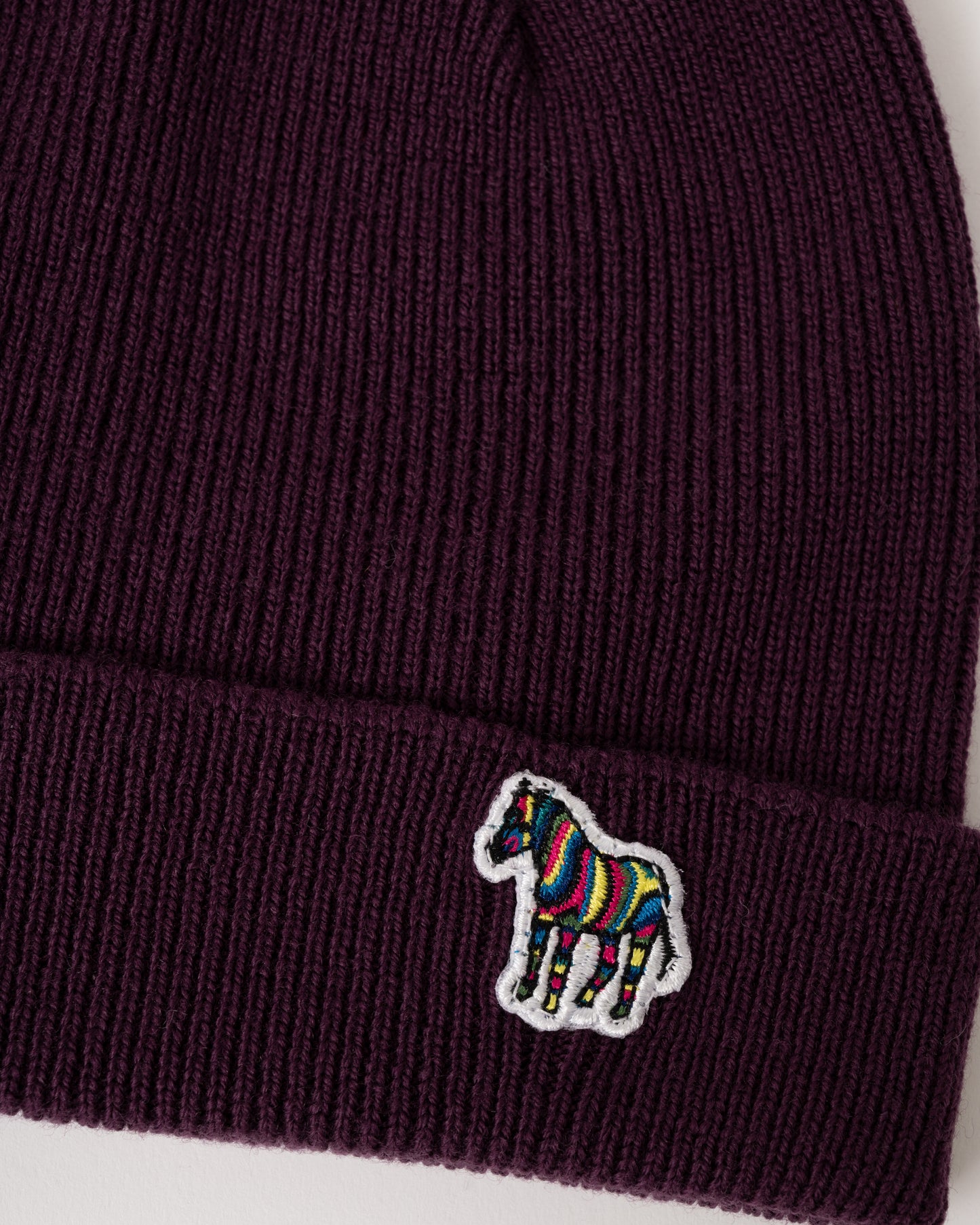 Paul Smith Mens Zebra Logo Beanie - 29 Very Dark Red