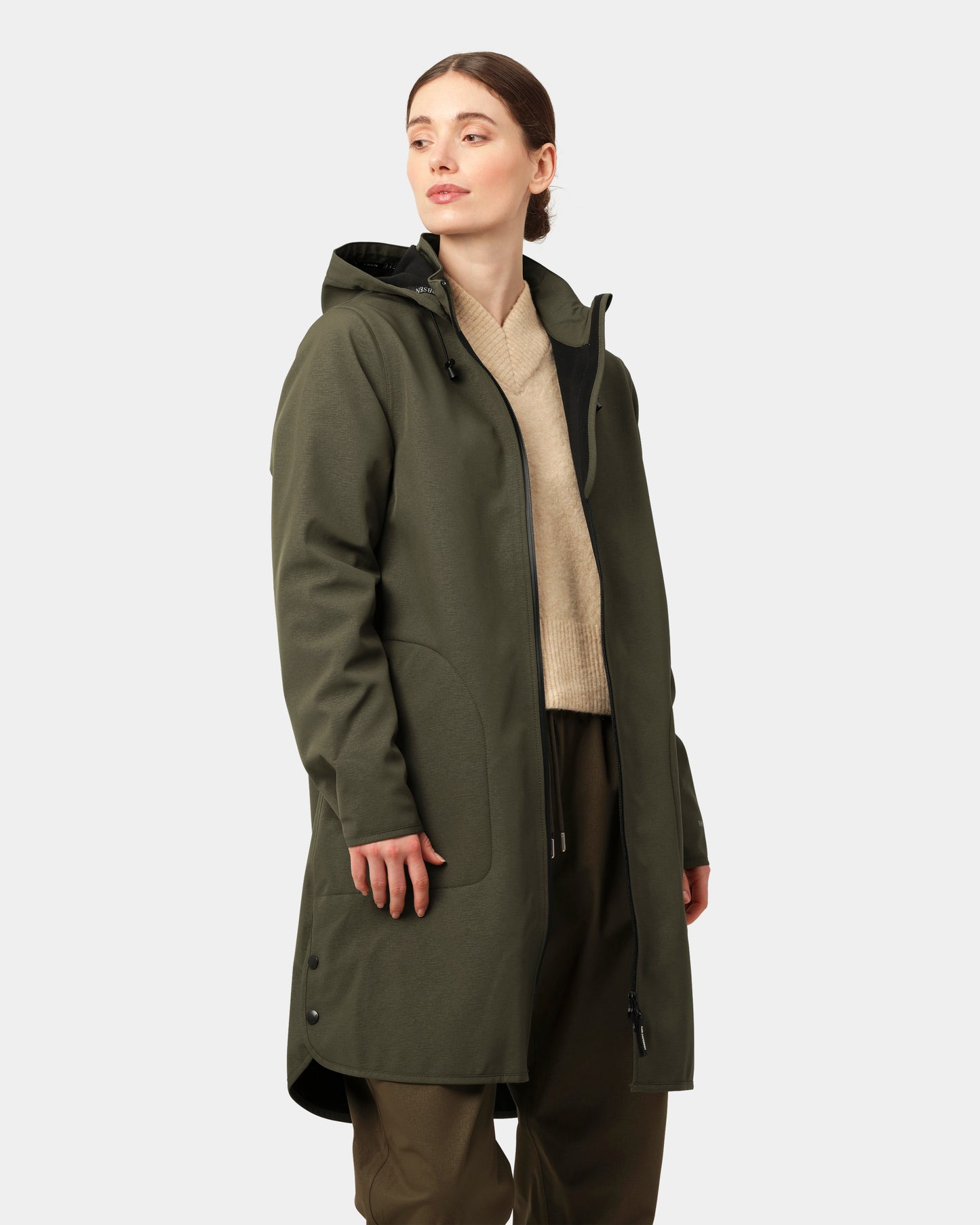 Ilse Jacobsen Rain Womens A-Line Softshell Raincoat - Army 410