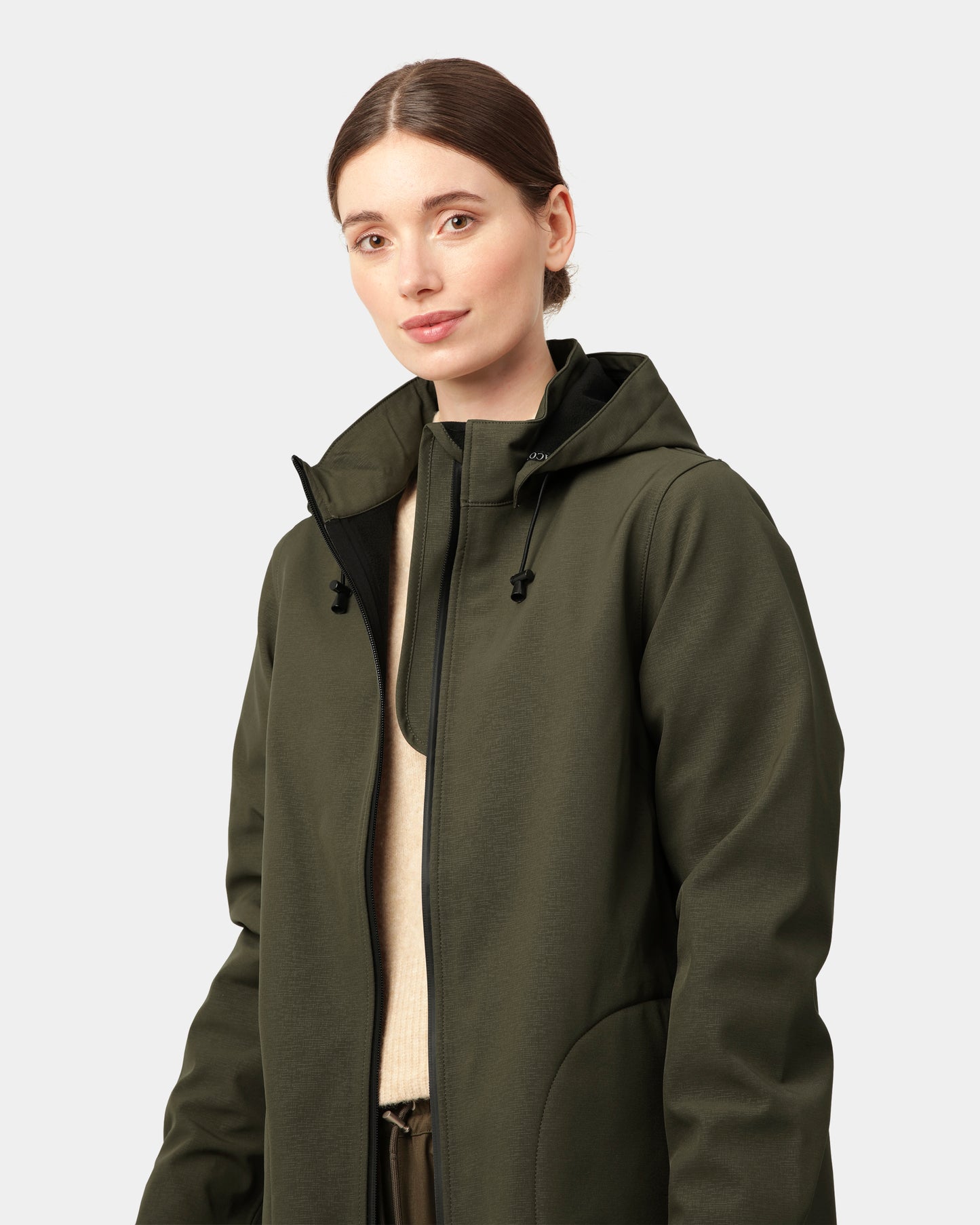 Ilse Jacobsen Rain Womens A-Line Softshell Raincoat - Army 410