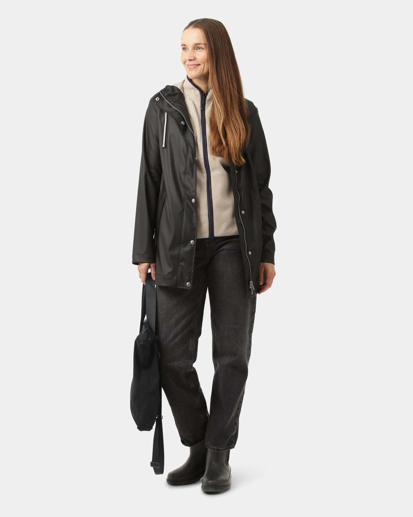 Ilse Jacobsen Rain Womens Short Rubberised Raincoat - Black Beauty 002