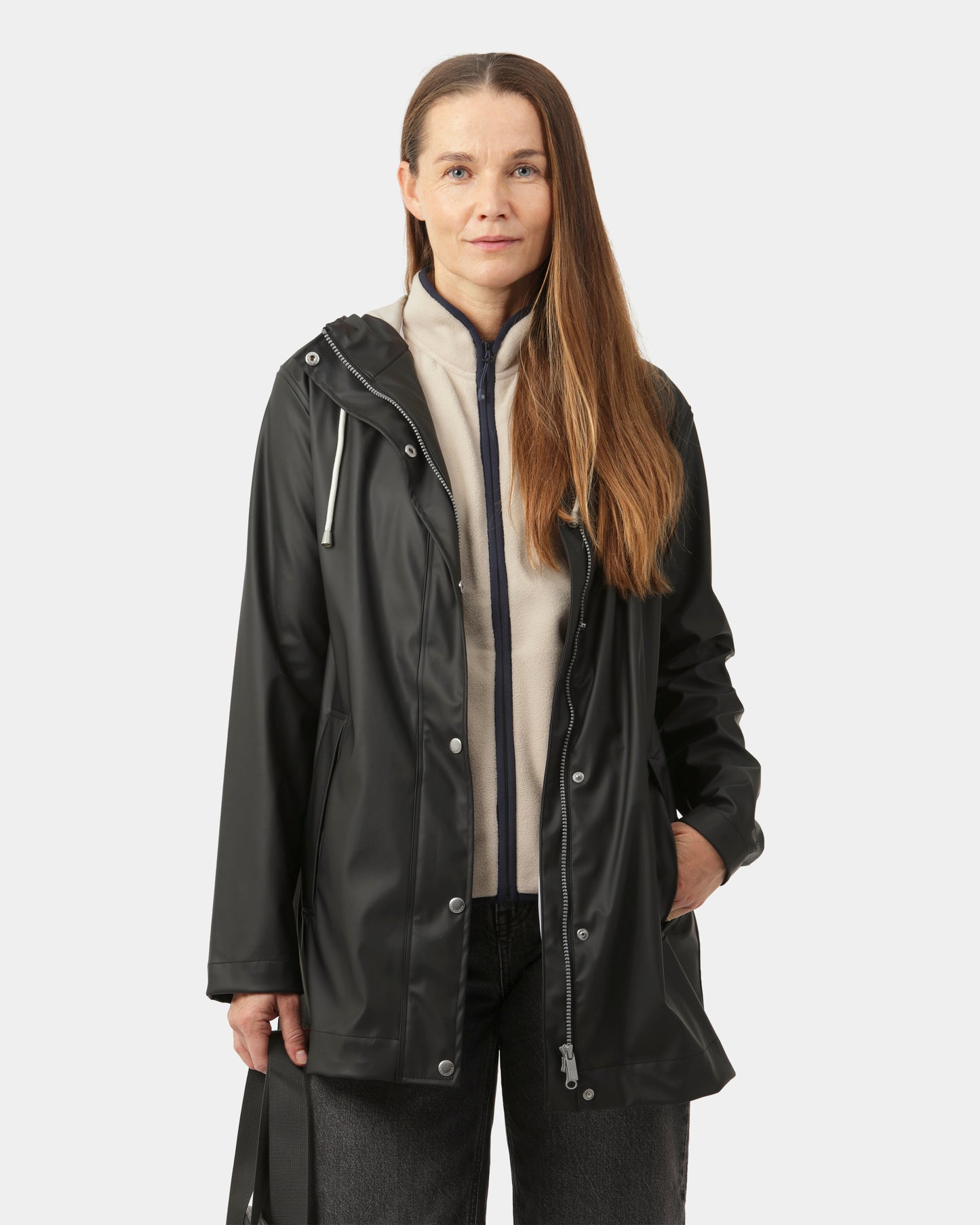 Ilse Jacobsen Rain Womens Short Rubberised Raincoat - Black Beauty 002