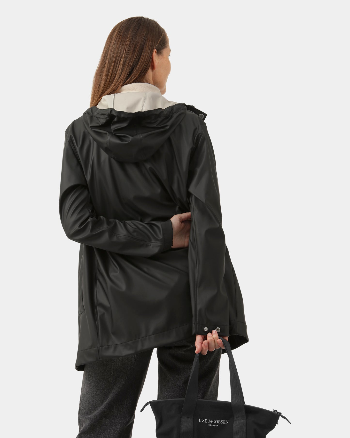 Ilse Jacobsen Rain Womens Short Rubberised Raincoat - Black Beauty 002