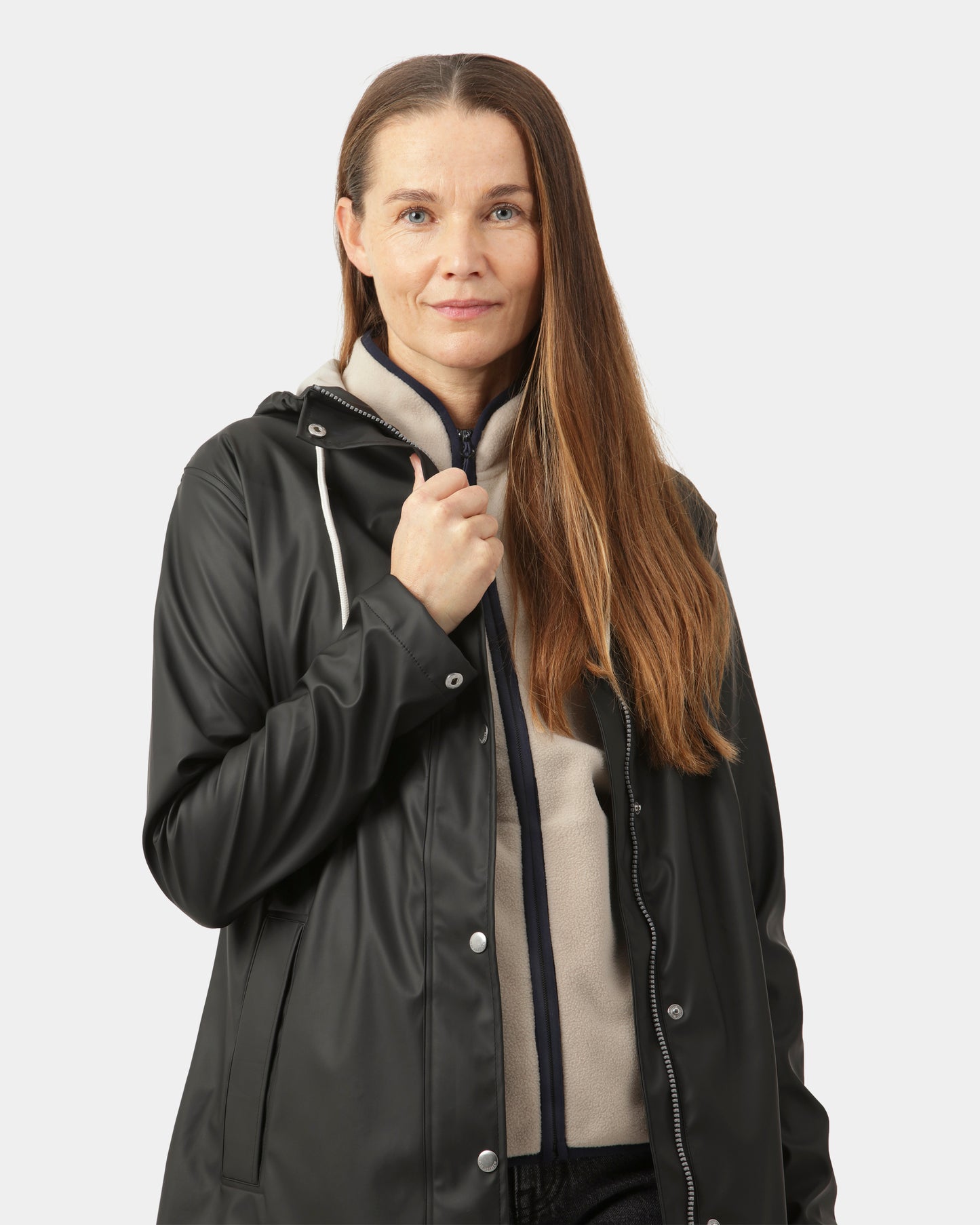 Ilse Jacobsen Rain Womens Short Rubberised Raincoat - Black Beauty 002