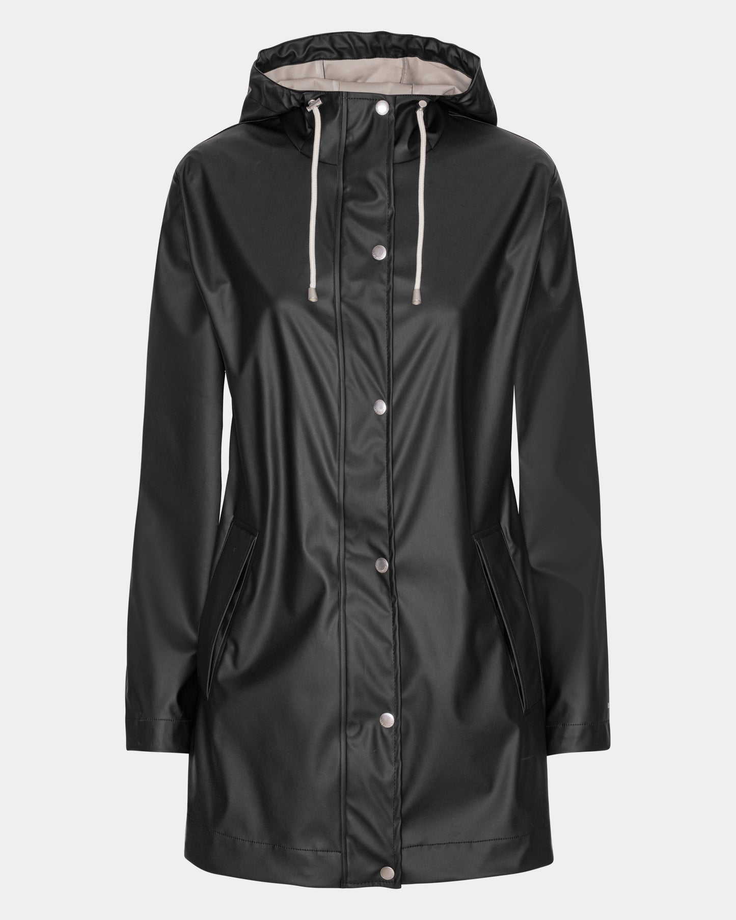 Ilse Jacobsen Rain Womens Short Rubberised Raincoat - Black Beauty 002