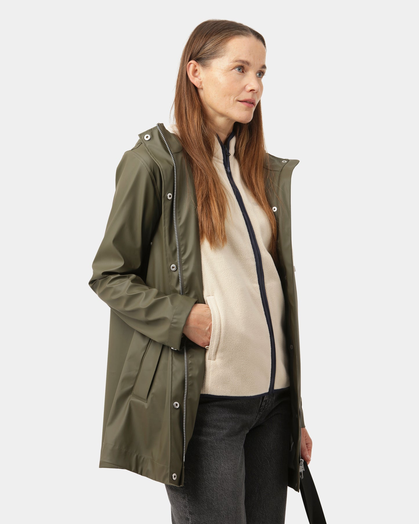 Ilse Jacobsen Rain Womens Short Rubberised Raincoat - Army 410