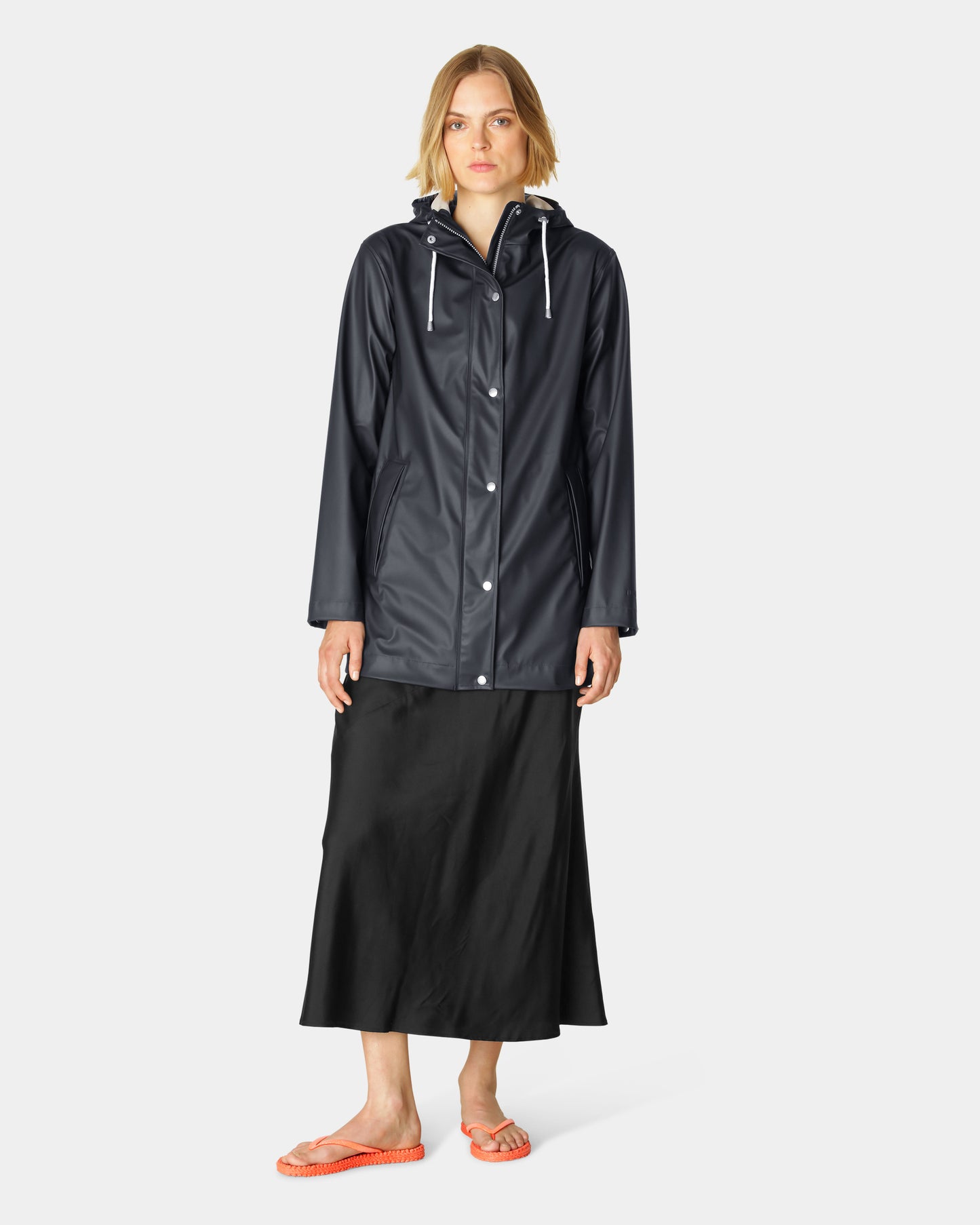 Ilse Jacobsen Rain Womens Short Rubberised Raincoat - Dark Indigo 660