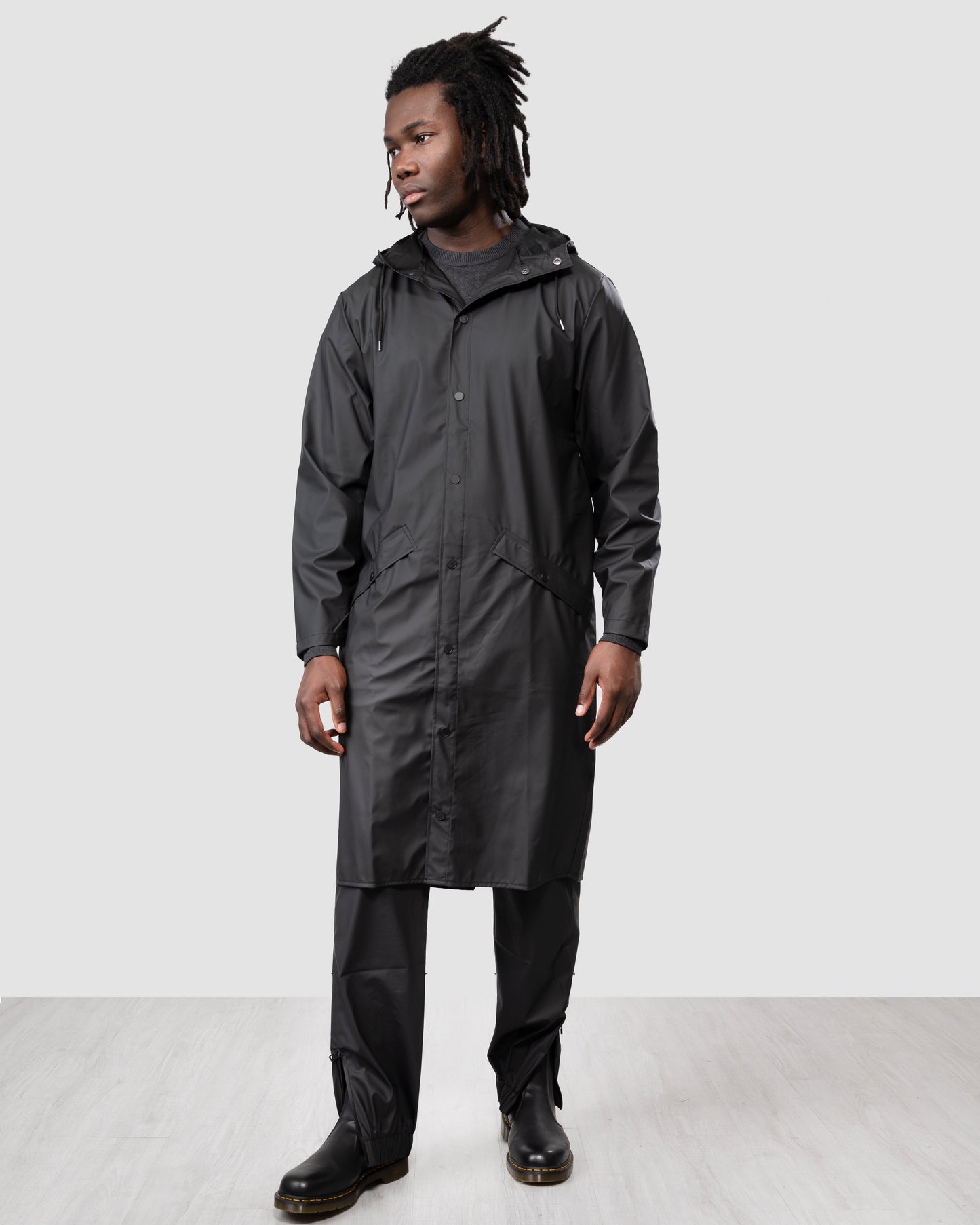 Rains Longer Unisex Jacket - 01 Black