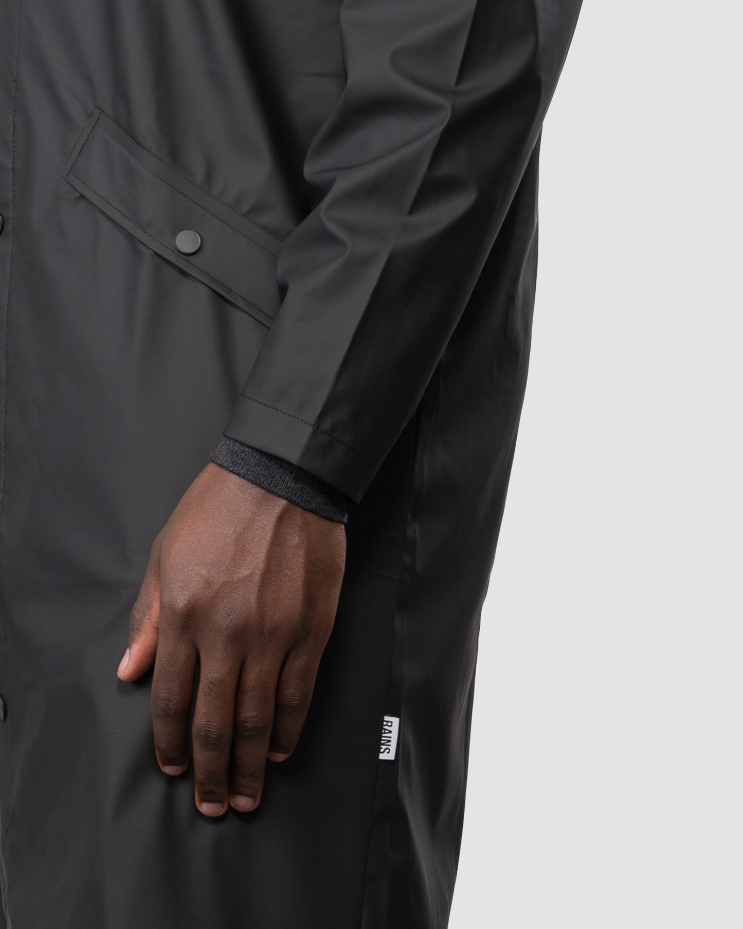 Rains Longer Unisex Jacket - 01 Black