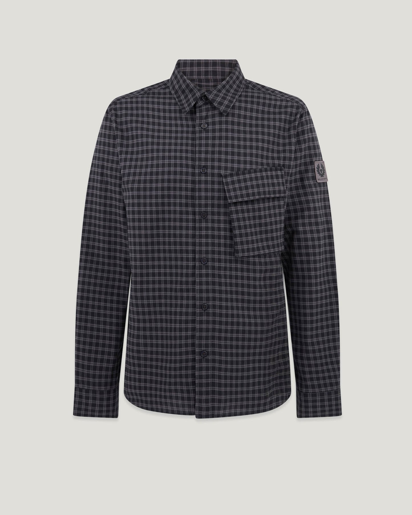 Belstaff Scale Mens Long Sleeve Check Shirt - Black / Tornado Grey