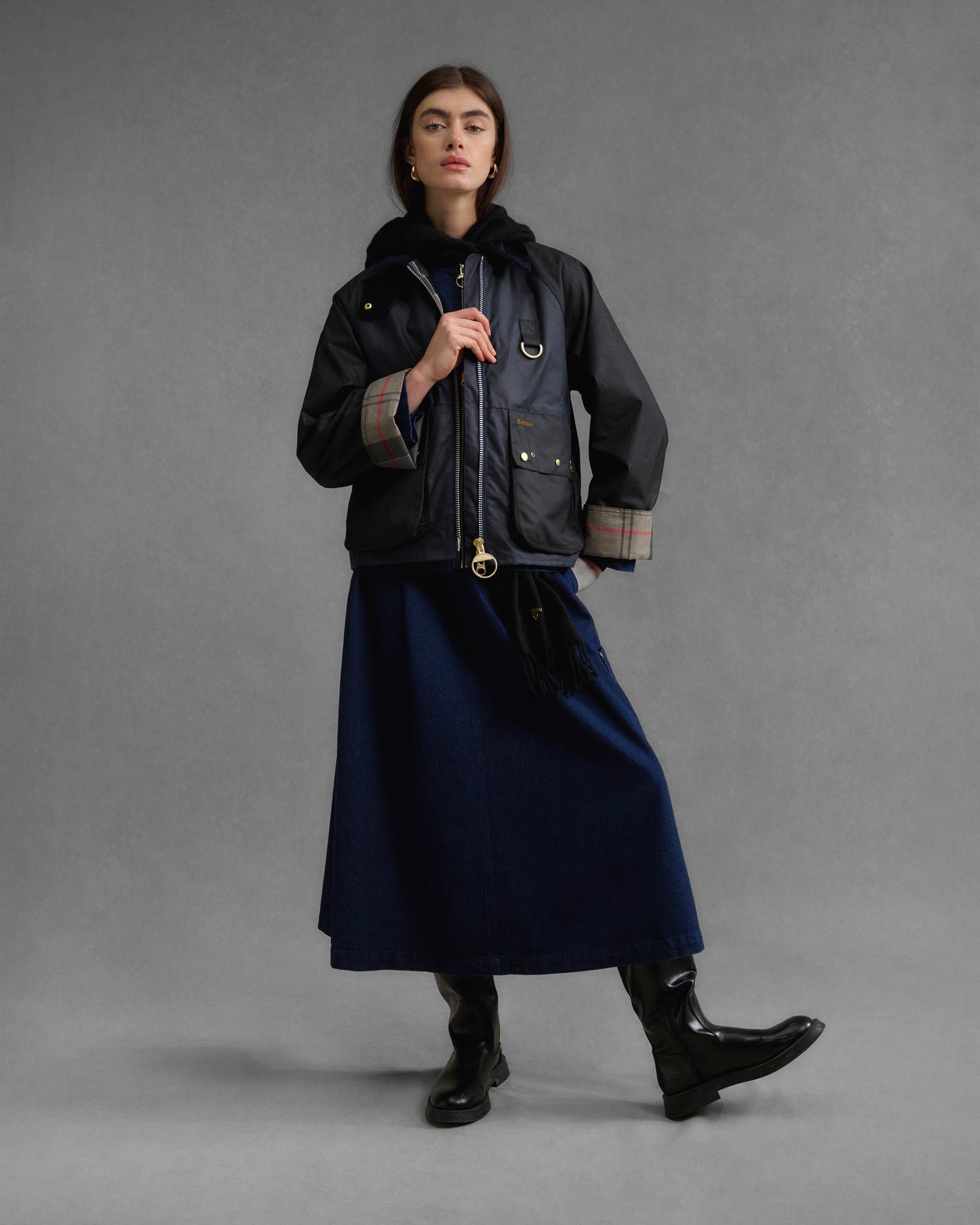 Barbour Kearton Womens Wax Jacket - Royal Navy/Black/Dress Tartan